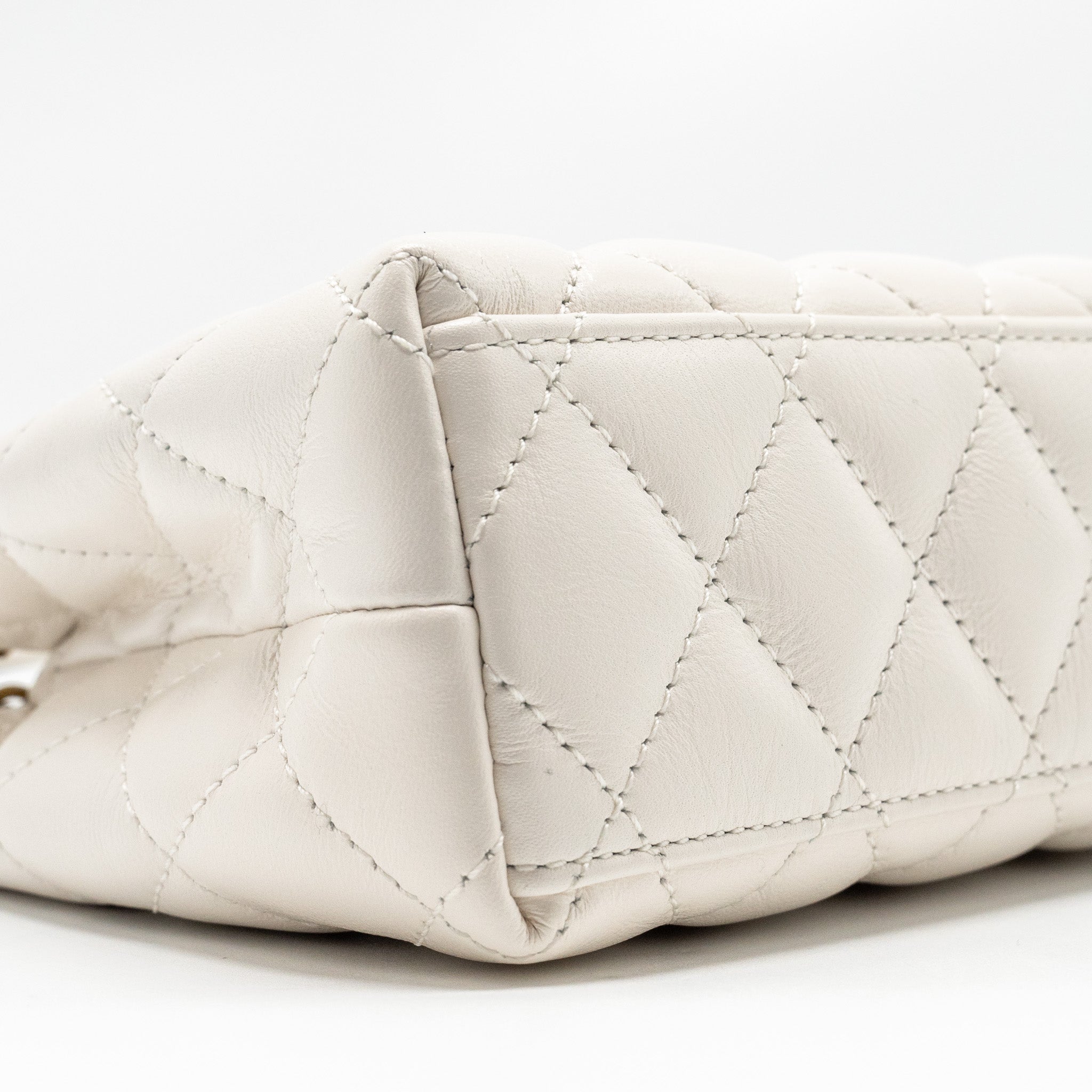 CHANEL MINI KELLY SHOPPING TOTE CALFSKIN WHITE GHW (MICROCHIP)