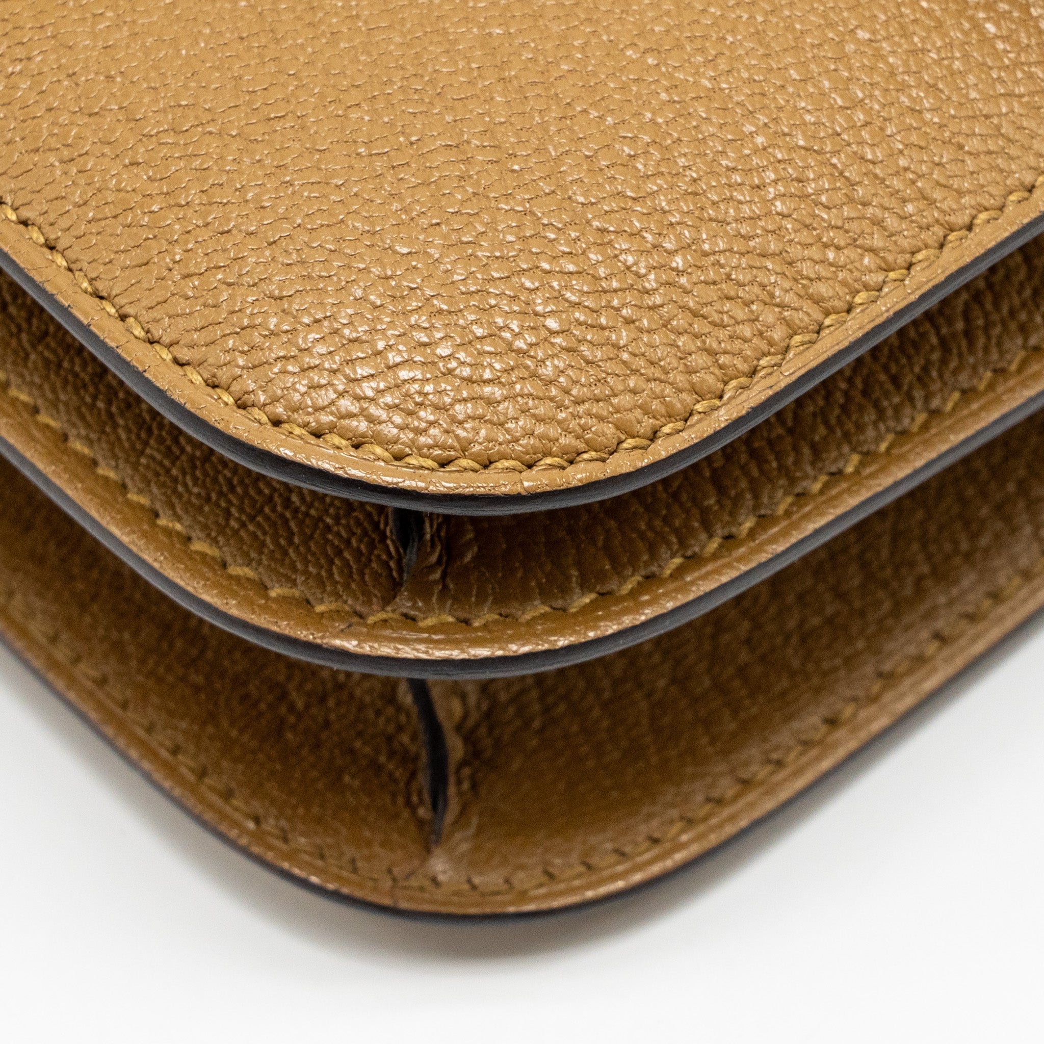 HERMES MINI CONSTANCE CHEVRE MYSORE KRAFT/BLEU BRUME GHW