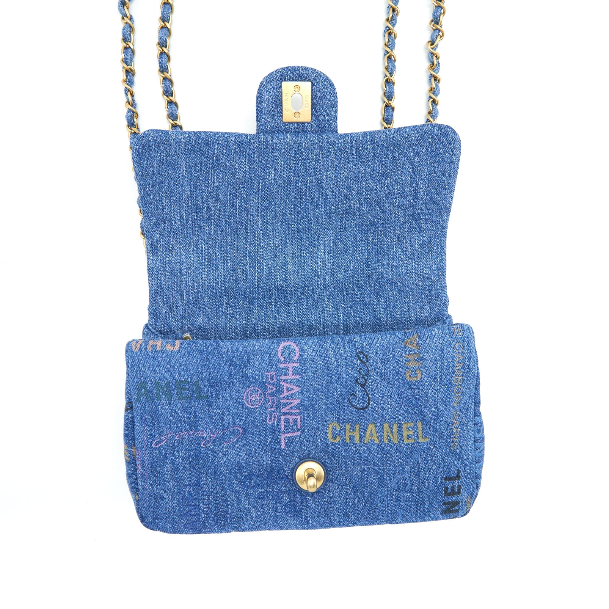 CHANEL 22P SMALL FLAP BAG 23CM DENIM BLUE GHW (MICROCHIP)