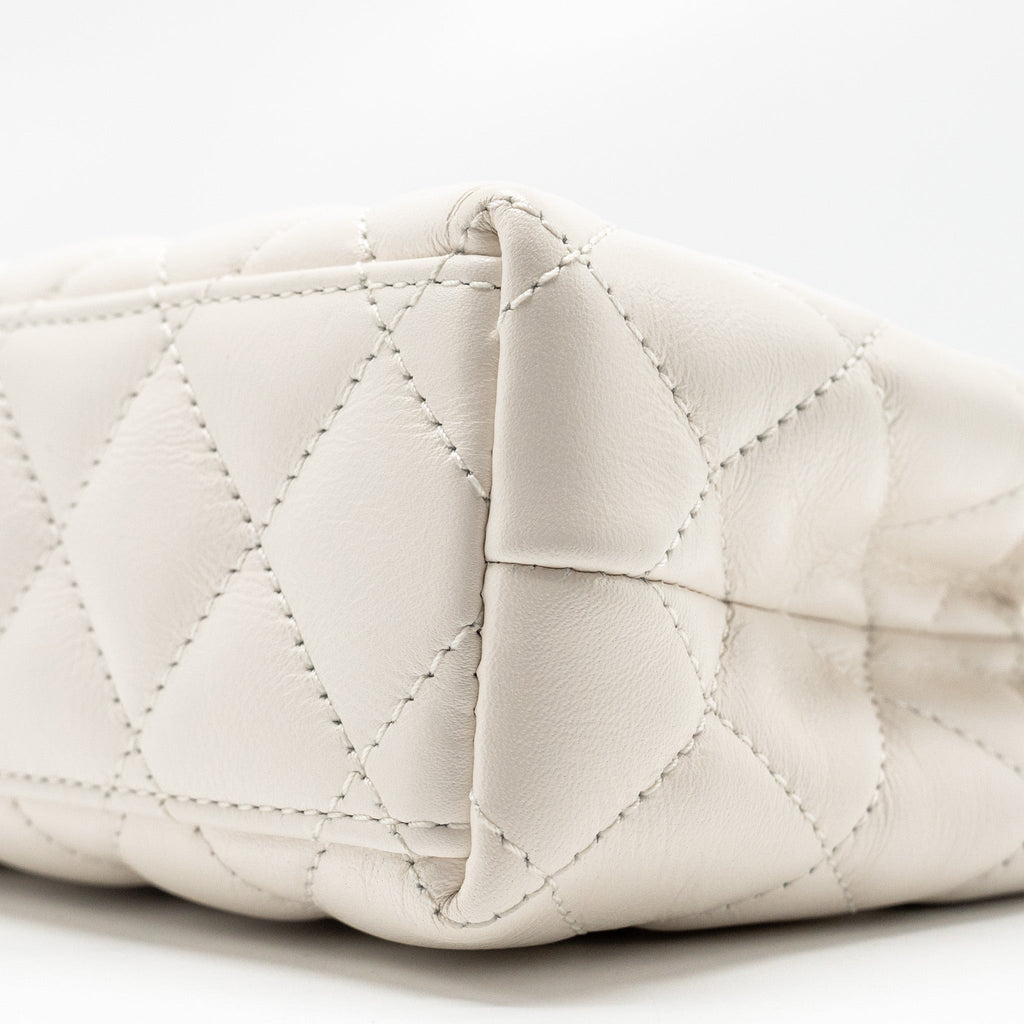 CHANEL MINI KELLY SHOPPING TOTE CALFSKIN WHITE GHW (MICROCHIP)