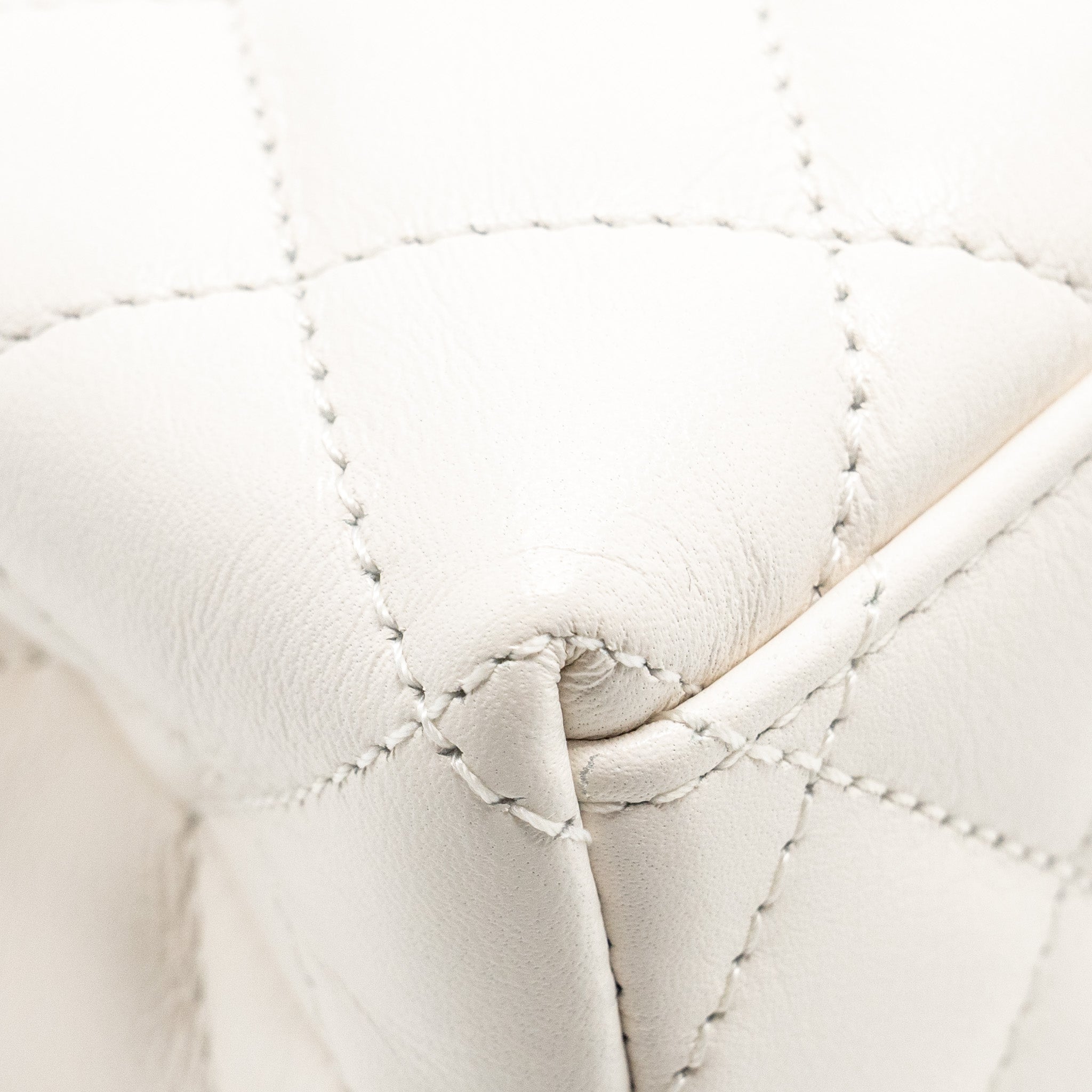 CHANEL MINI KELLY SHOPPING TOTE CALFSKIN WHITE GHW (MICROCHIP)