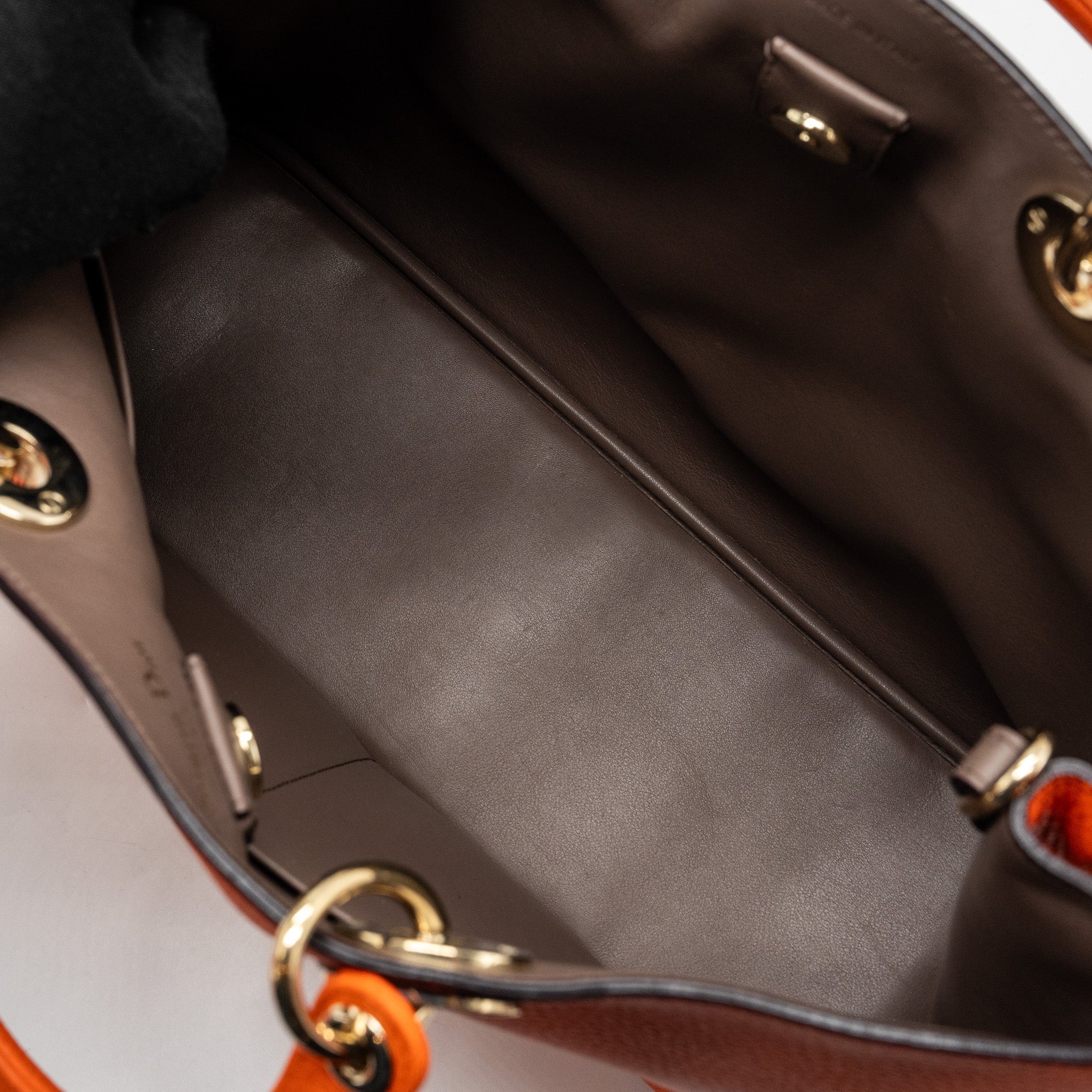 DIOR LARGE DIORISSIMO TOTE BAG CALFSKIN MULTICOLOR ORANGE / BROWN GHW