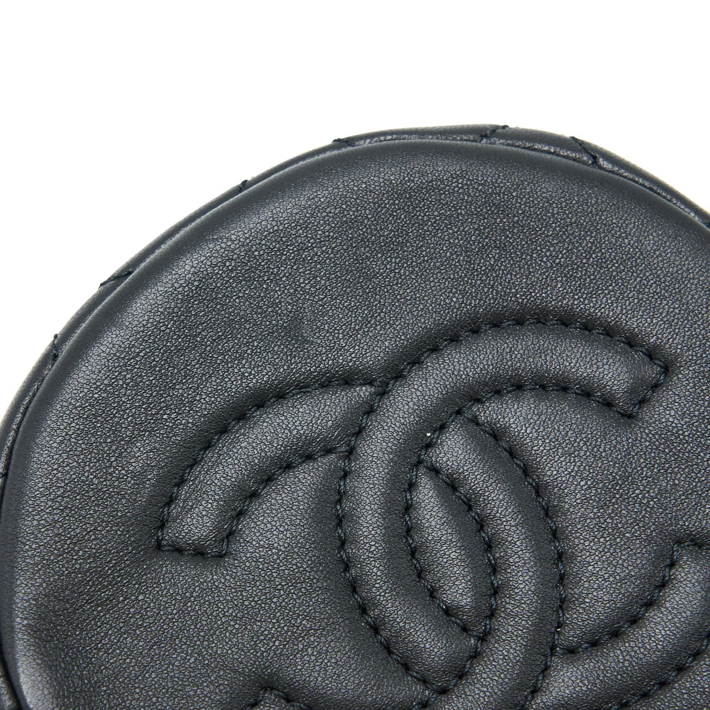 CHANEL MINI PEARLY BUCKET BAG WITH CHAIN LAMBSKIN BLACK LGHW