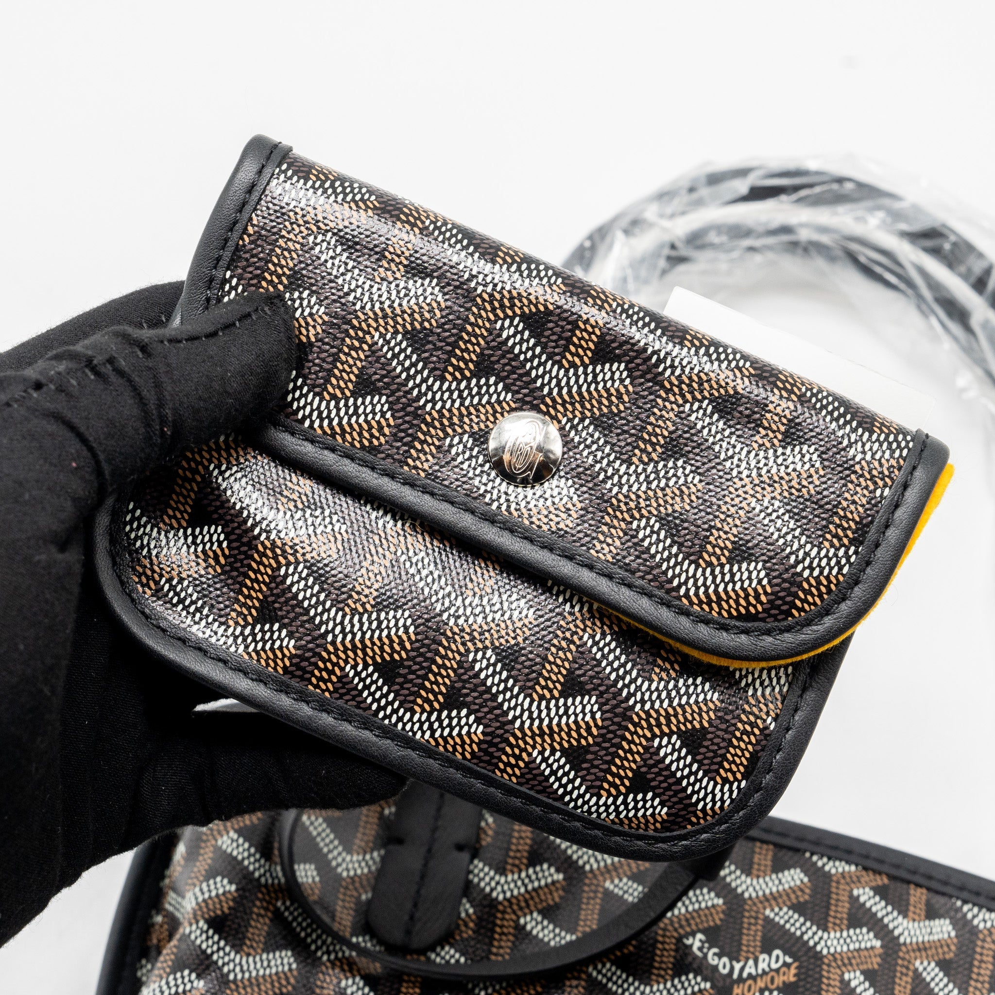 GOYARD MINI ANJOU TOTE BAG GOYARDLINE CANVAS / CALFSKIN BLACK SHW