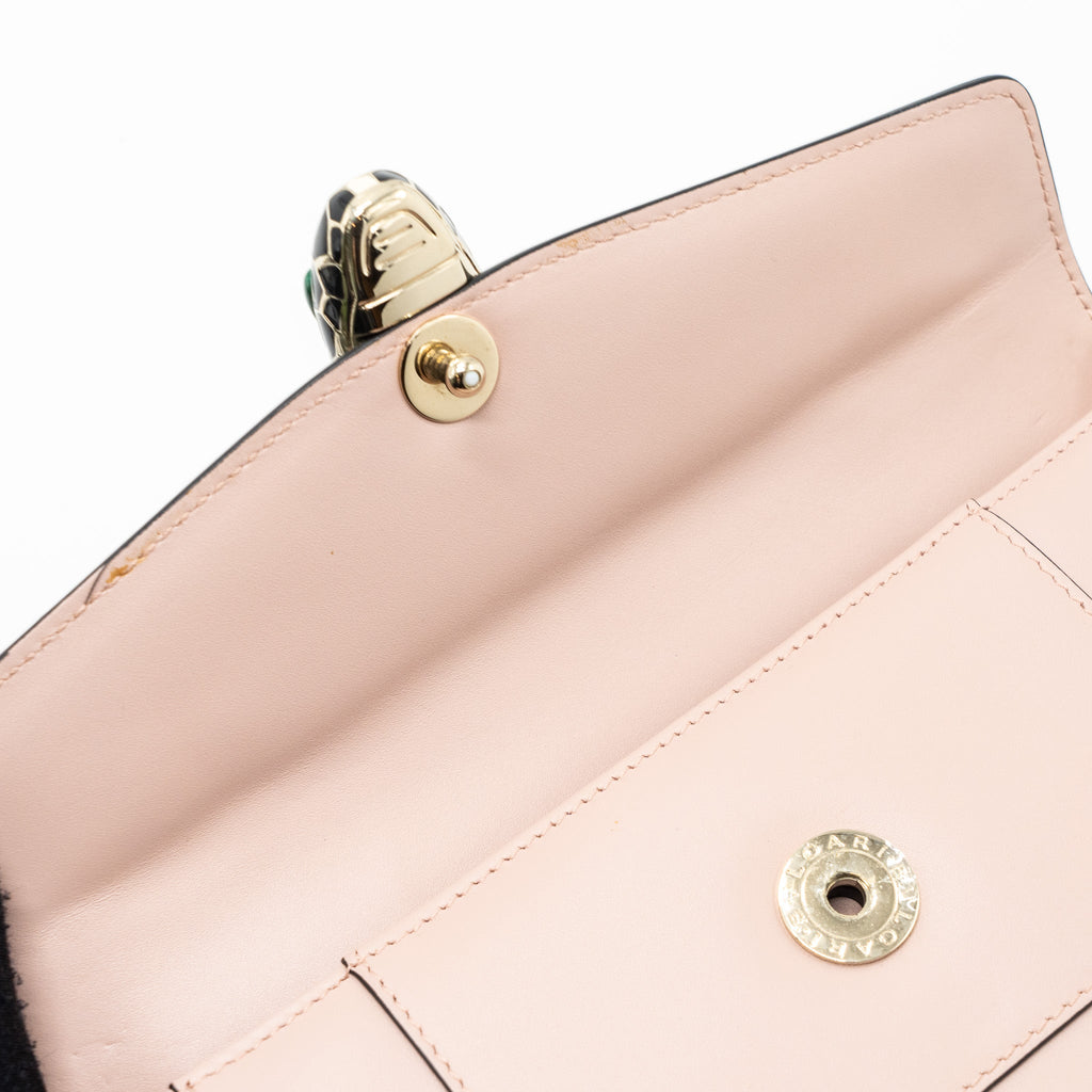 BVLGARI SERPENTI FOREVER CLUTCH WITH CHAIN CALFSKIN PINK LGHW