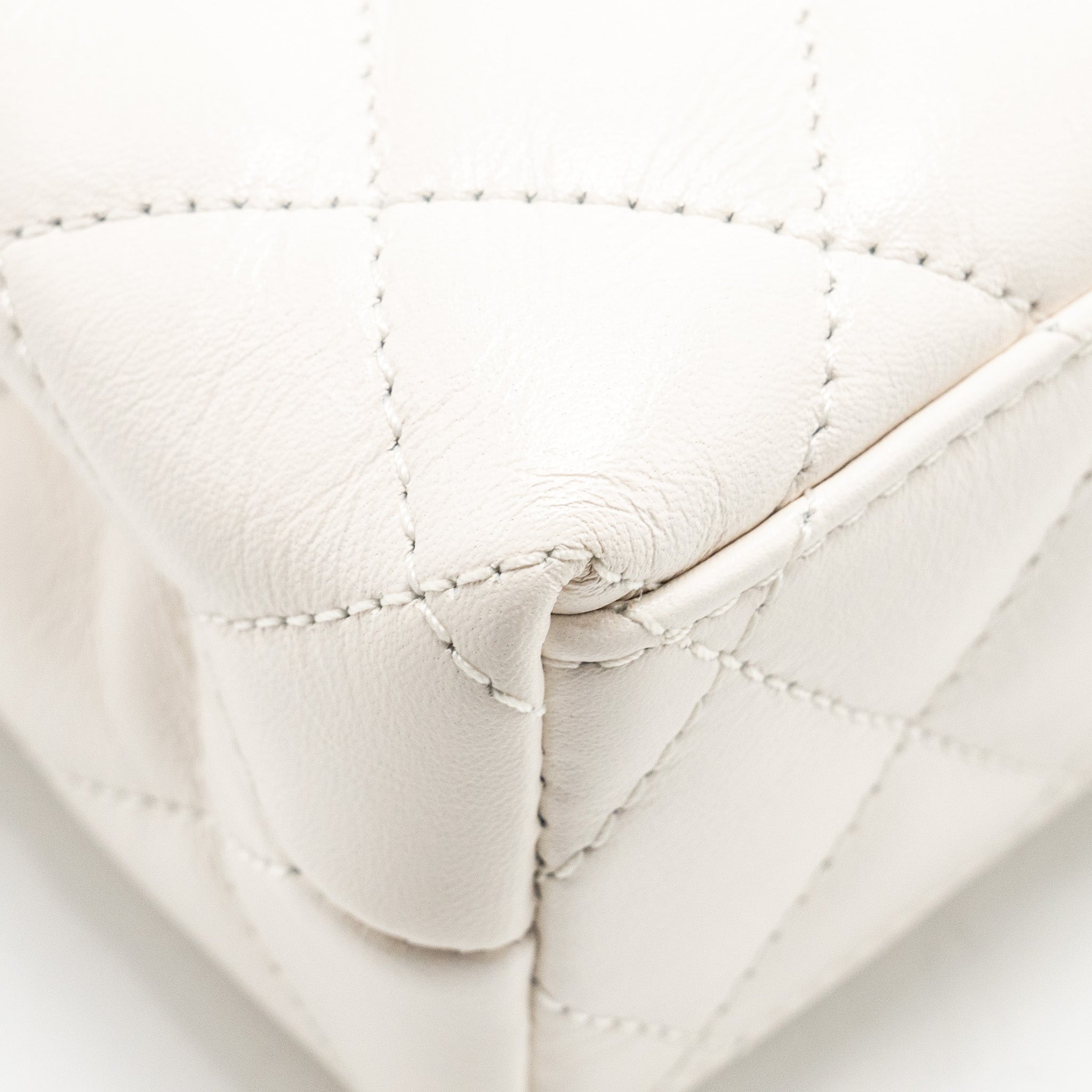 CHANEL MINI KELLY SHOPPING TOTE CALFSKIN WHITE GHW (MICROCHIP)