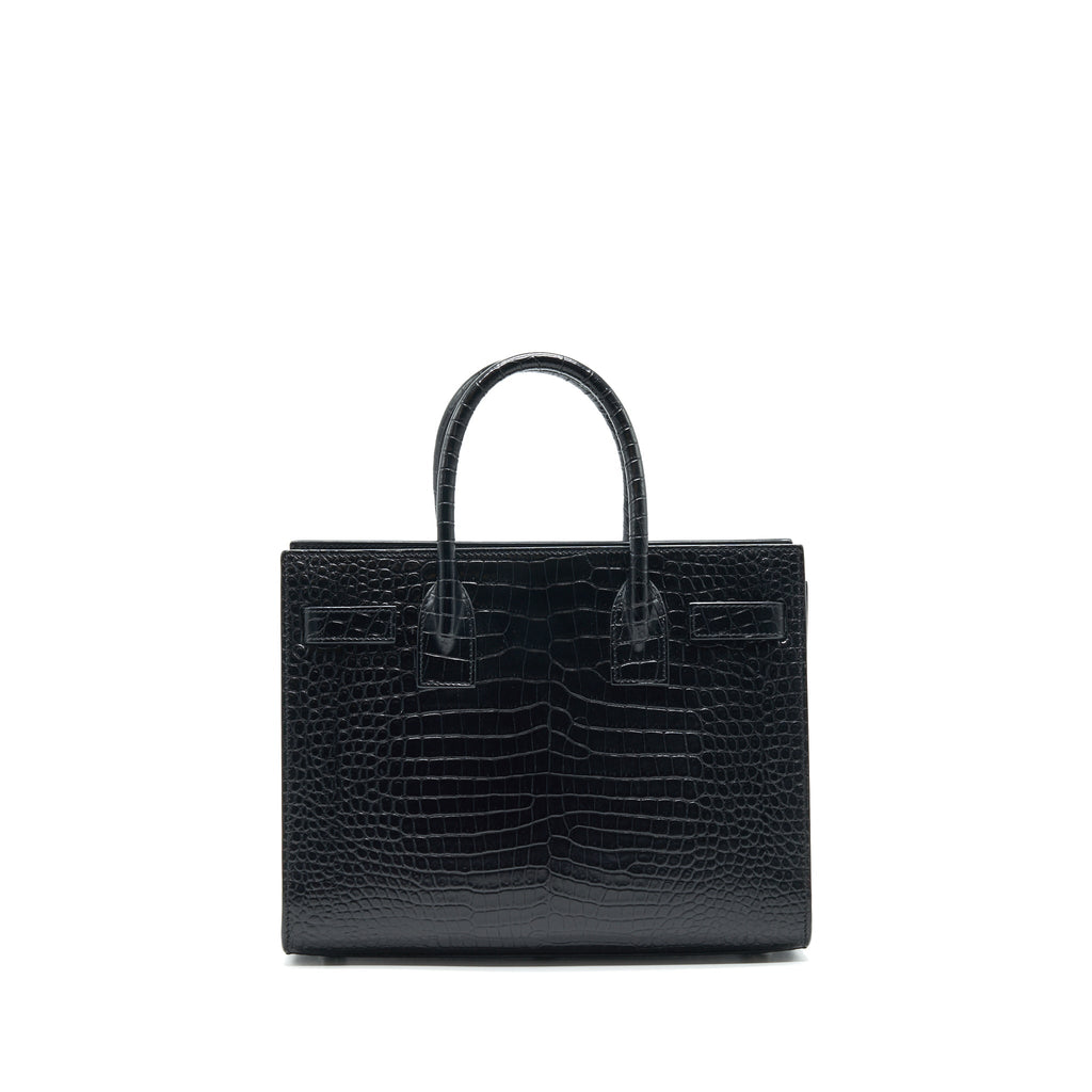 SAINT LAURENT SAC DE JOUR BABY IN CROC EMBOSSED LEATHER BLACK SHW