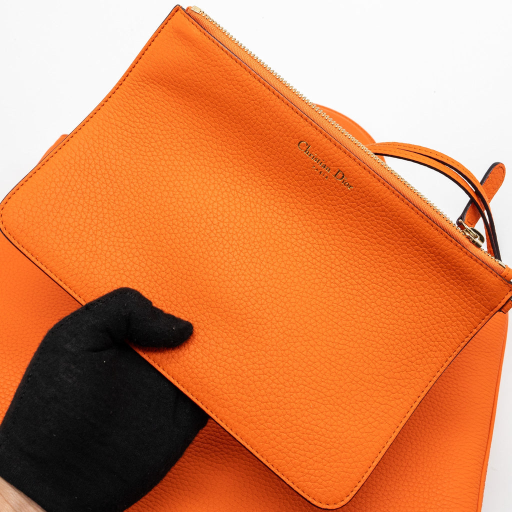 DIOR LARGE DIORISSIMO TOTE BAG CALFSKIN MULTICOLOR ORANGE / BROWN GHW