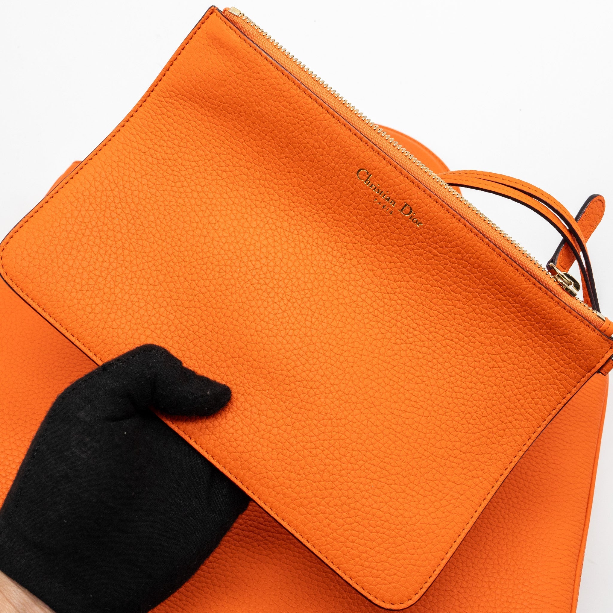 DIOR LARGE DIORISSIMO TOTE BAG CALFSKIN MULTICOLOR ORANGE / BROWN GHW