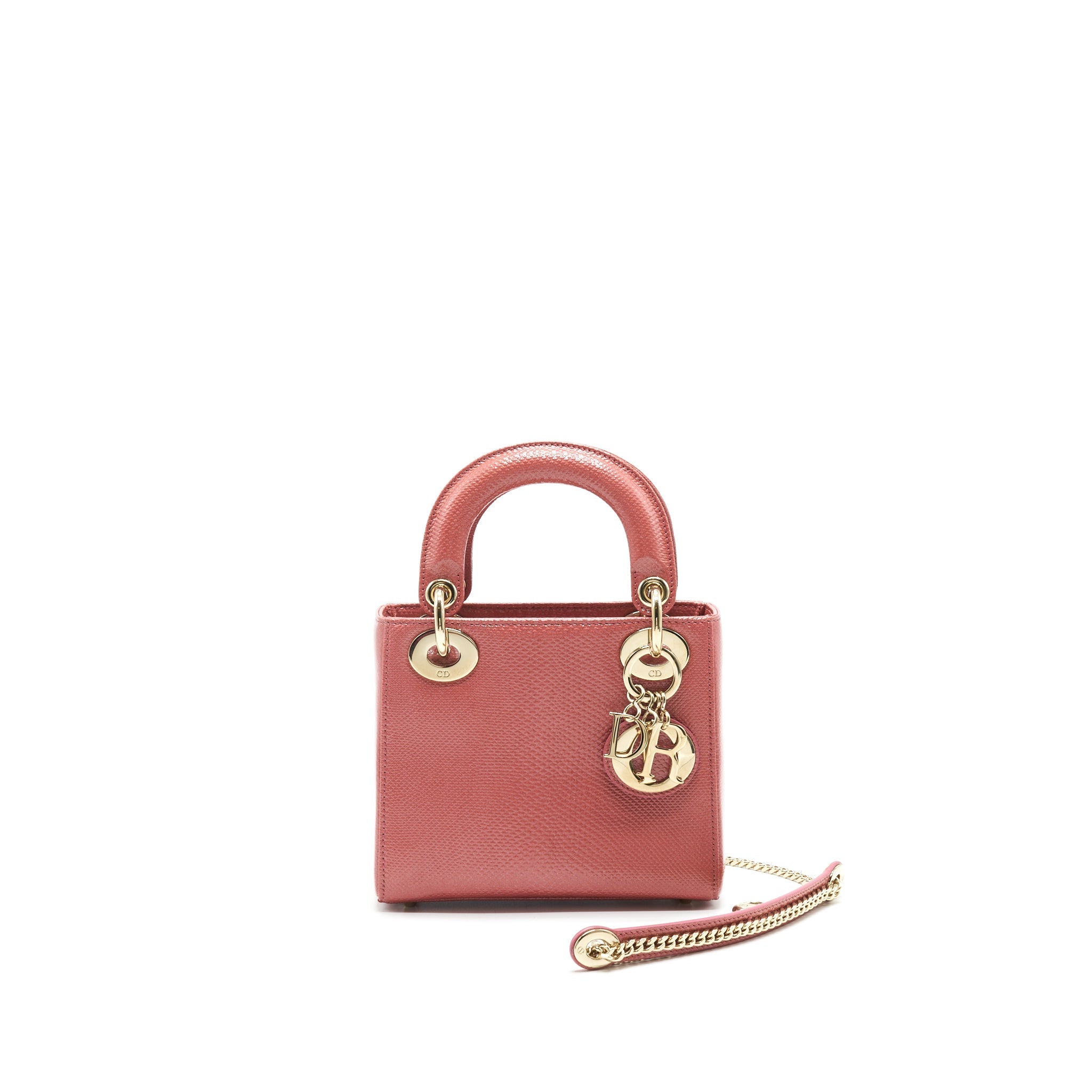 DIOR LIZARD MINI LADY DIOR BAG PINK GHW