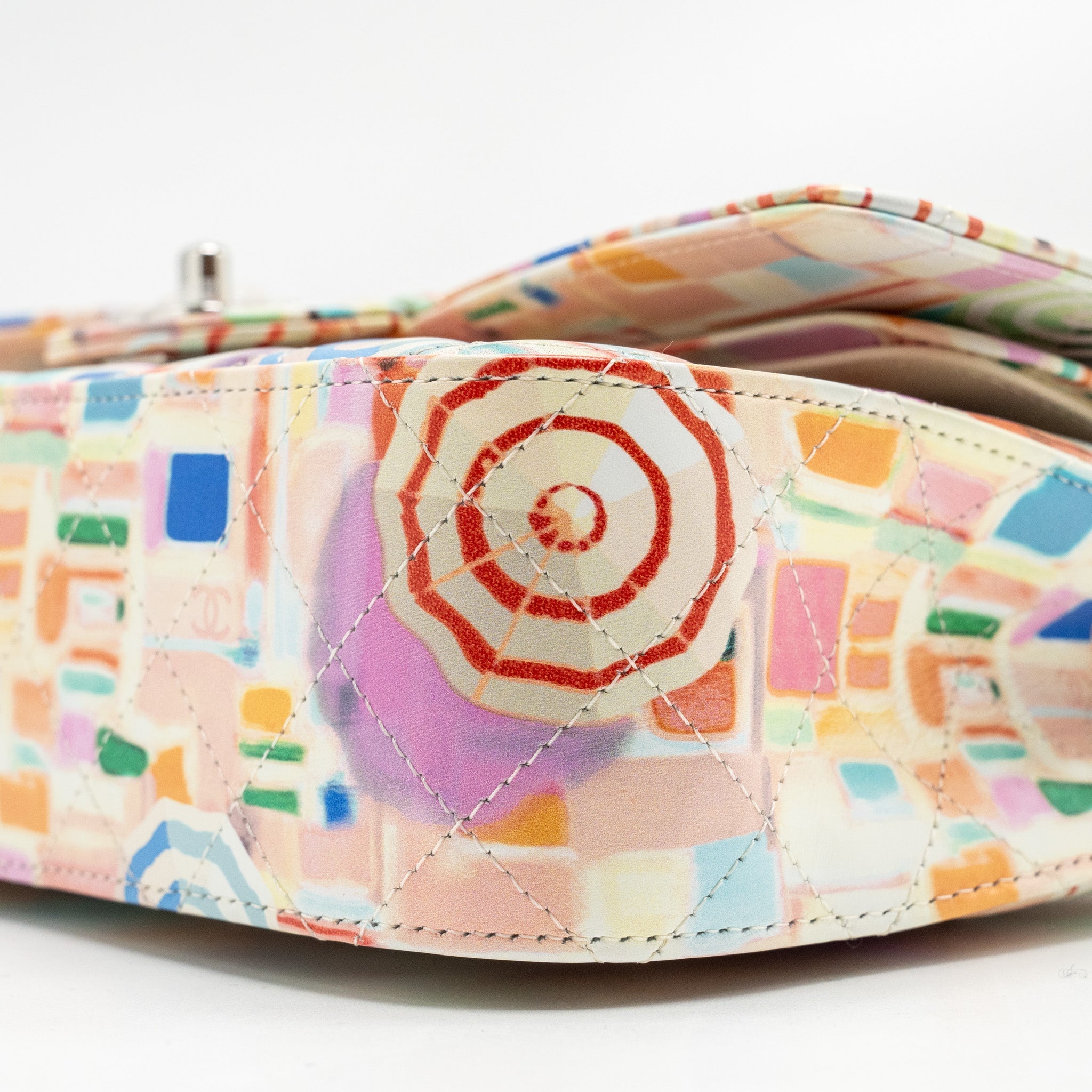 CHANEL MEDIUM DOUBLE FLAP BAG UMBRELLA RAINBOW PRINT CALFSKIN MULTICOLOUR SHW
