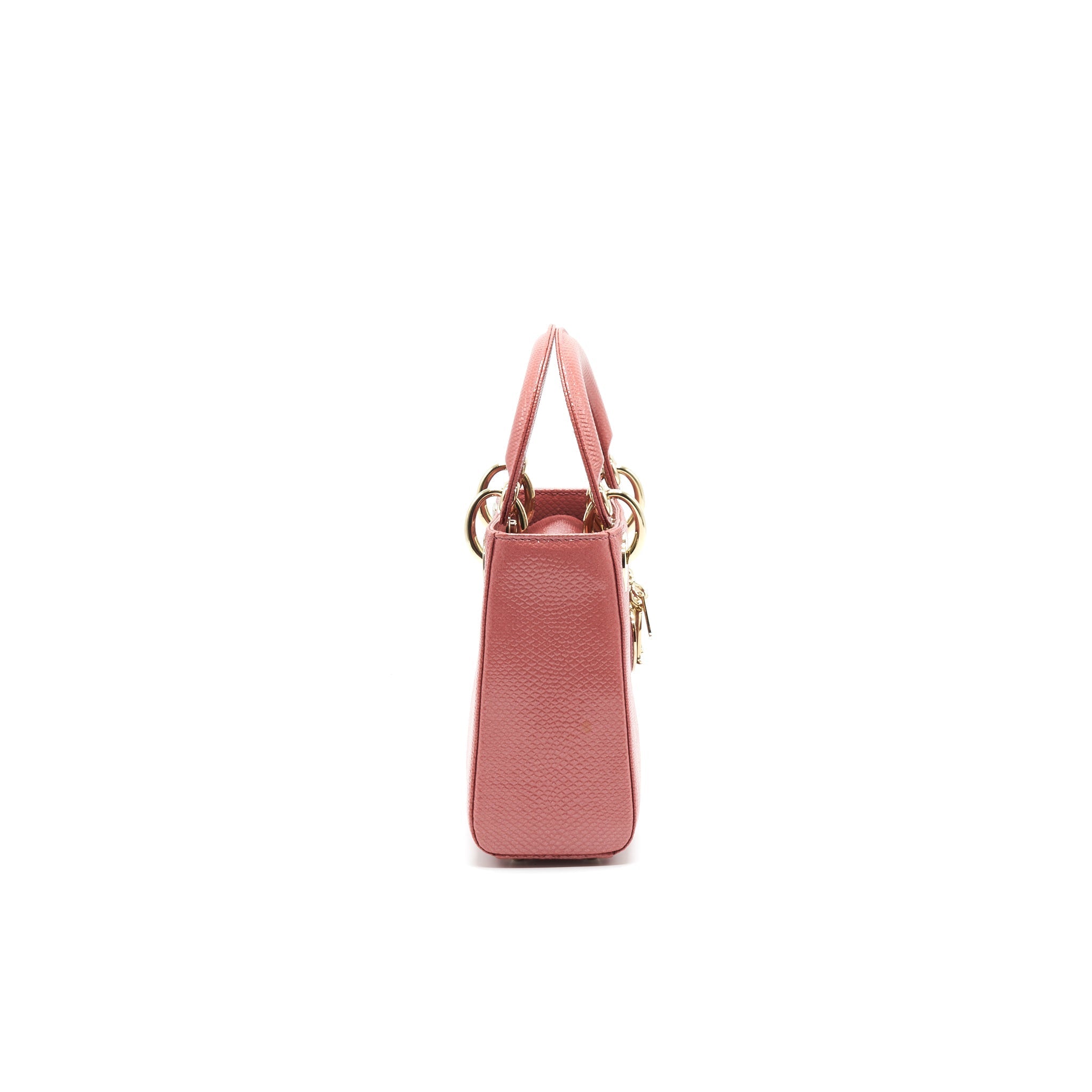 DIOR LIZARD MINI LADY DIOR BAG PINK GHW