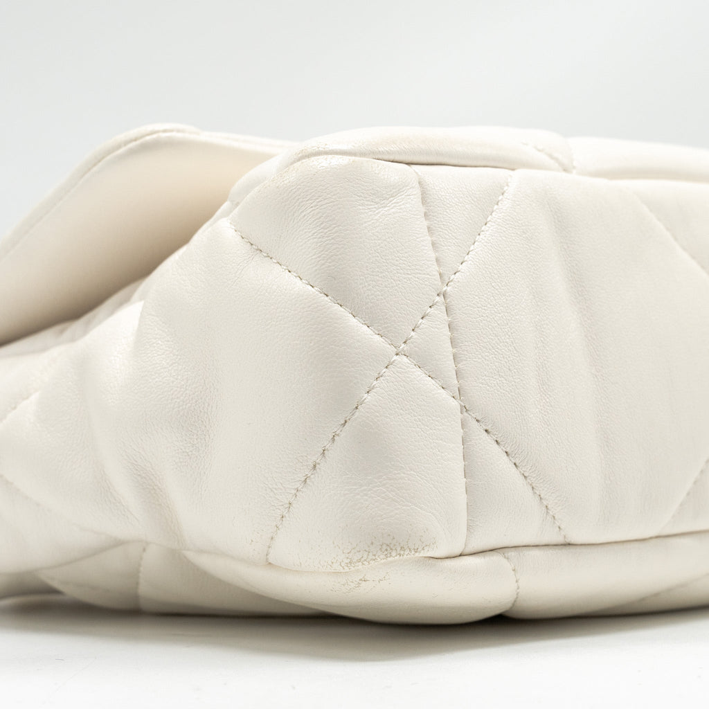 CHANEL SMALL 19 BAG LAMBSKIN WHITE MULTICOLOUR HARDWARE