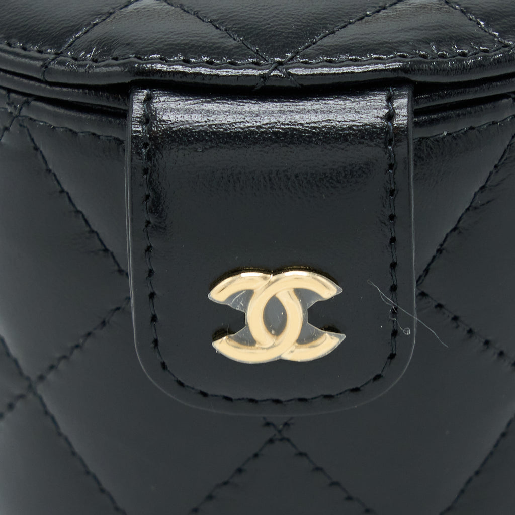 CHANEL 23C FLAP BUCKET BAG LAMBSKIN BLACK GHW (MICROCHIP)