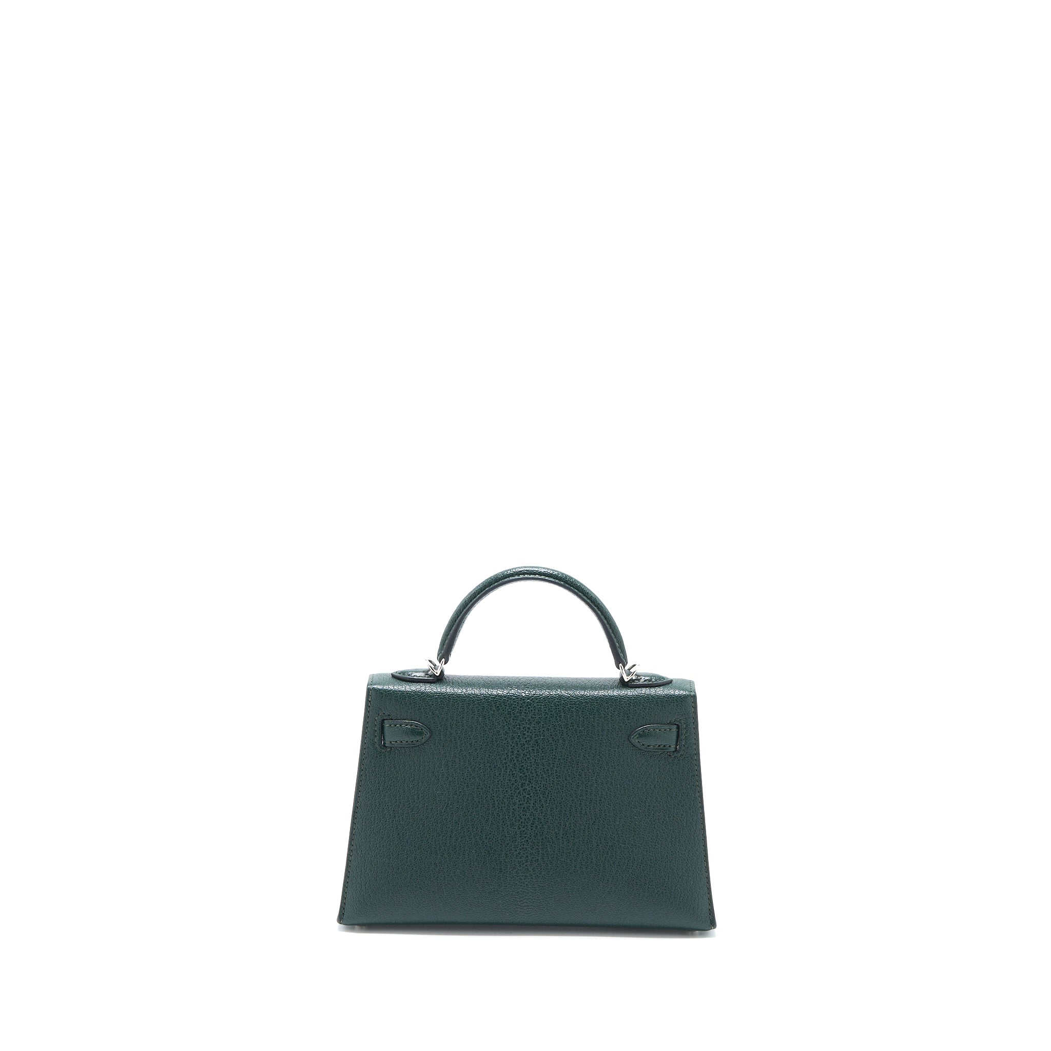 HERMES MINI KELLY II CHEVRE MYSORE VERT TITIEN/BLEU ATOLL SHW