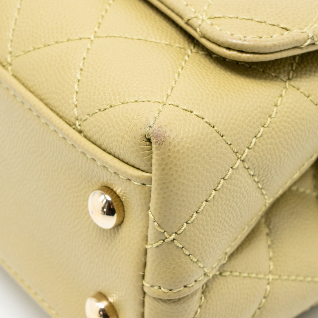 CHANEL MINI COCO HANDLE CAVIAR LIGHT GREEN LGHW (MICROCHIP)