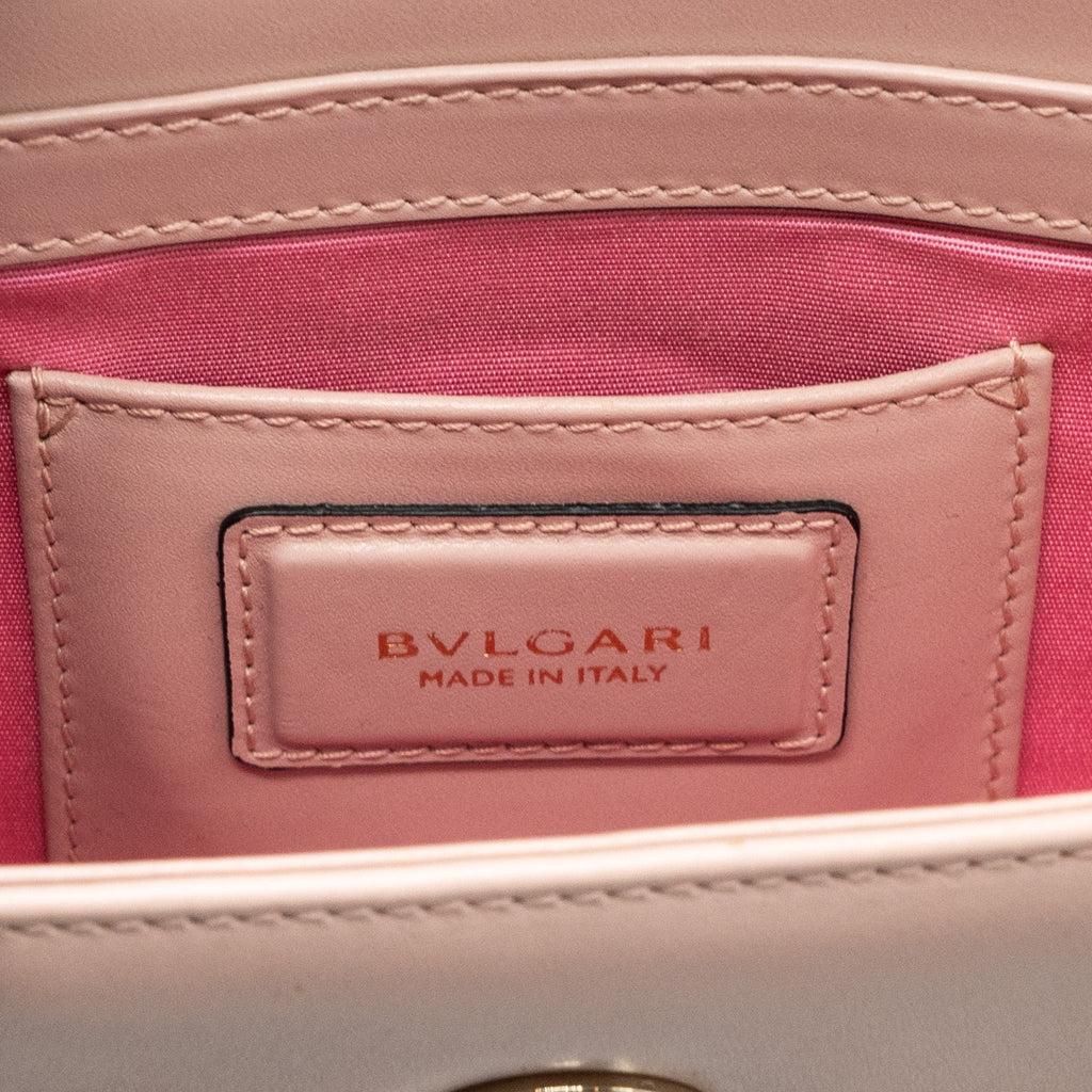 BVLGARI SERPENTI FOREVER CLUTCH WITH CHAIN CALFSKIN PINK LGHW