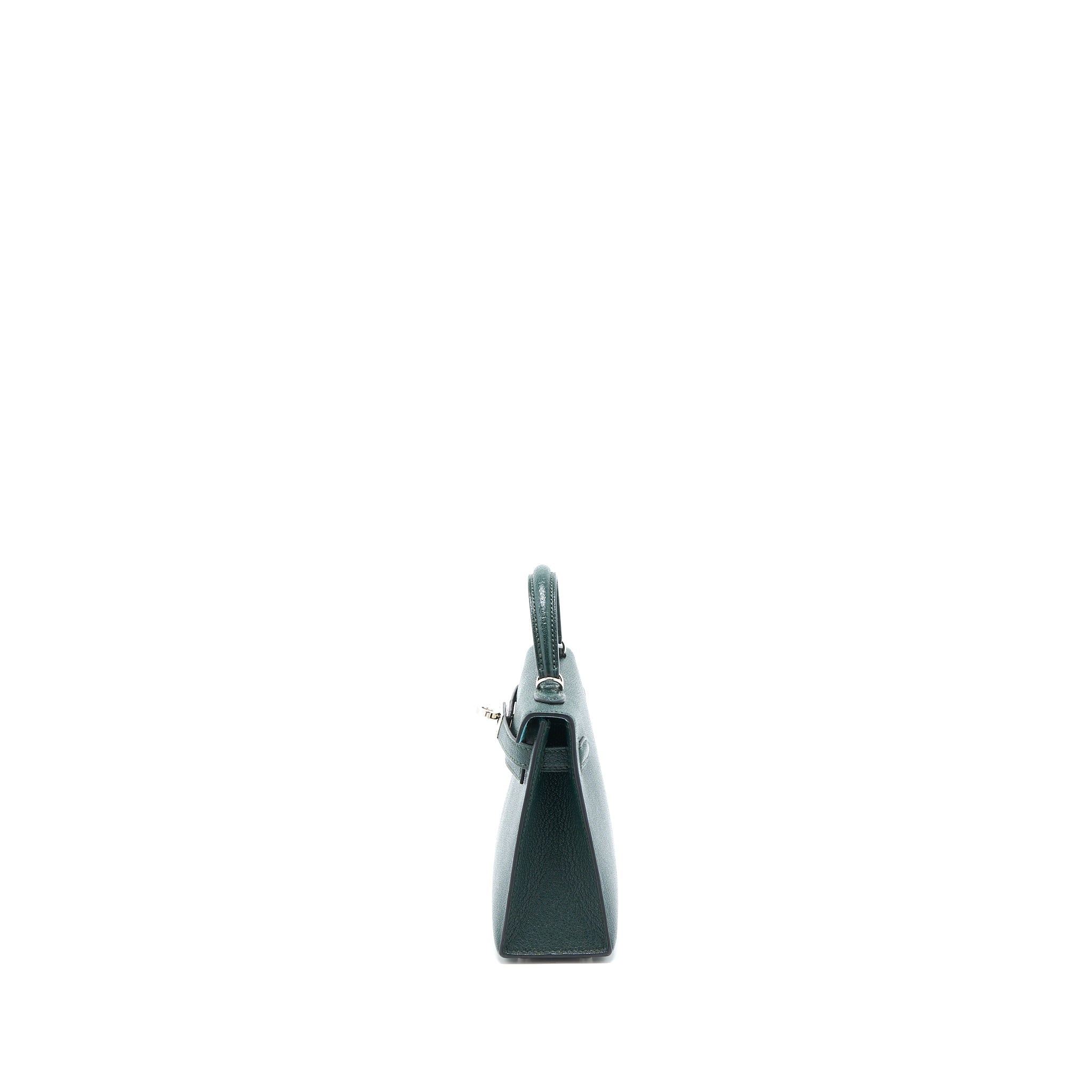 HERMES MINI KELLY II CHEVRE MYSORE VERT TITIEN/BLEU ATOLL SHW