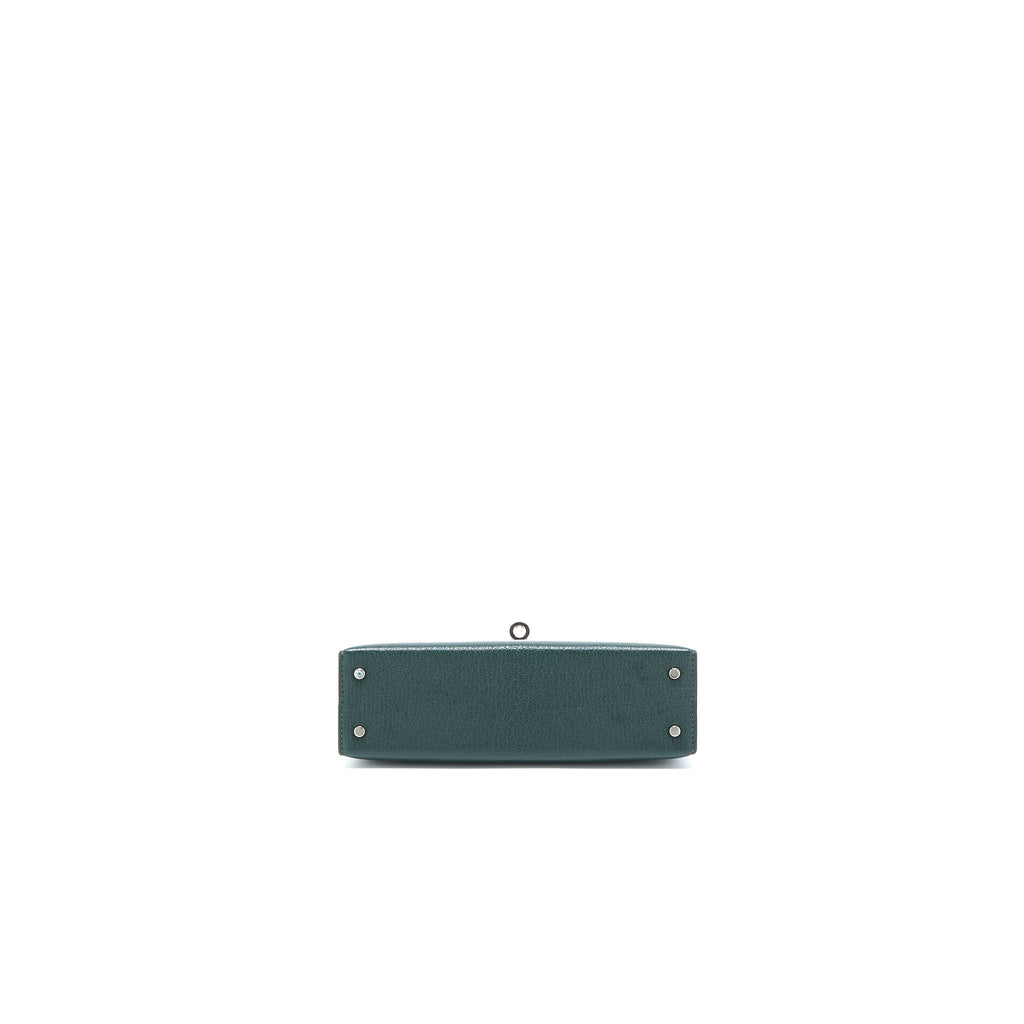 HERMES MINI KELLY II CHEVRE MYSORE VERT TITIEN/BLEU ATOLL SHW