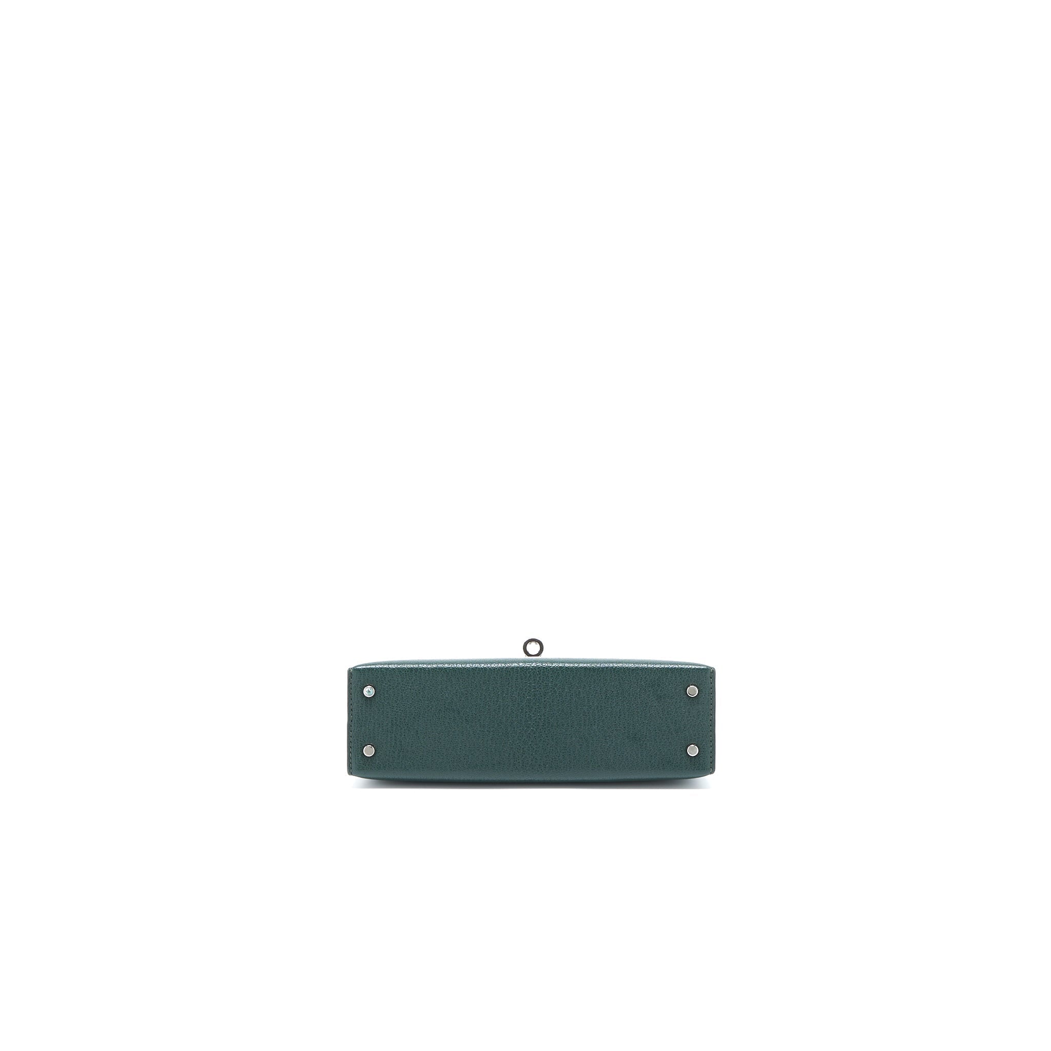 HERMES MINI KELLY II CHEVRE MYSORE VERT TITIEN/BLEU ATOLL SHW