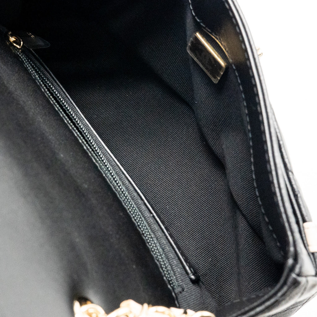 CHANEL 23B QUILTED MINI RECTANGULAR FLAP BAG LAMBSKIN BLACK/BEIGE LGHW (MICROCHIP)