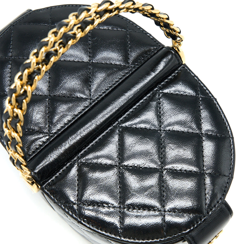 CHANEL 23C FLAP BUCKET BAG LAMBSKIN BLACK GHW (MICROCHIP)