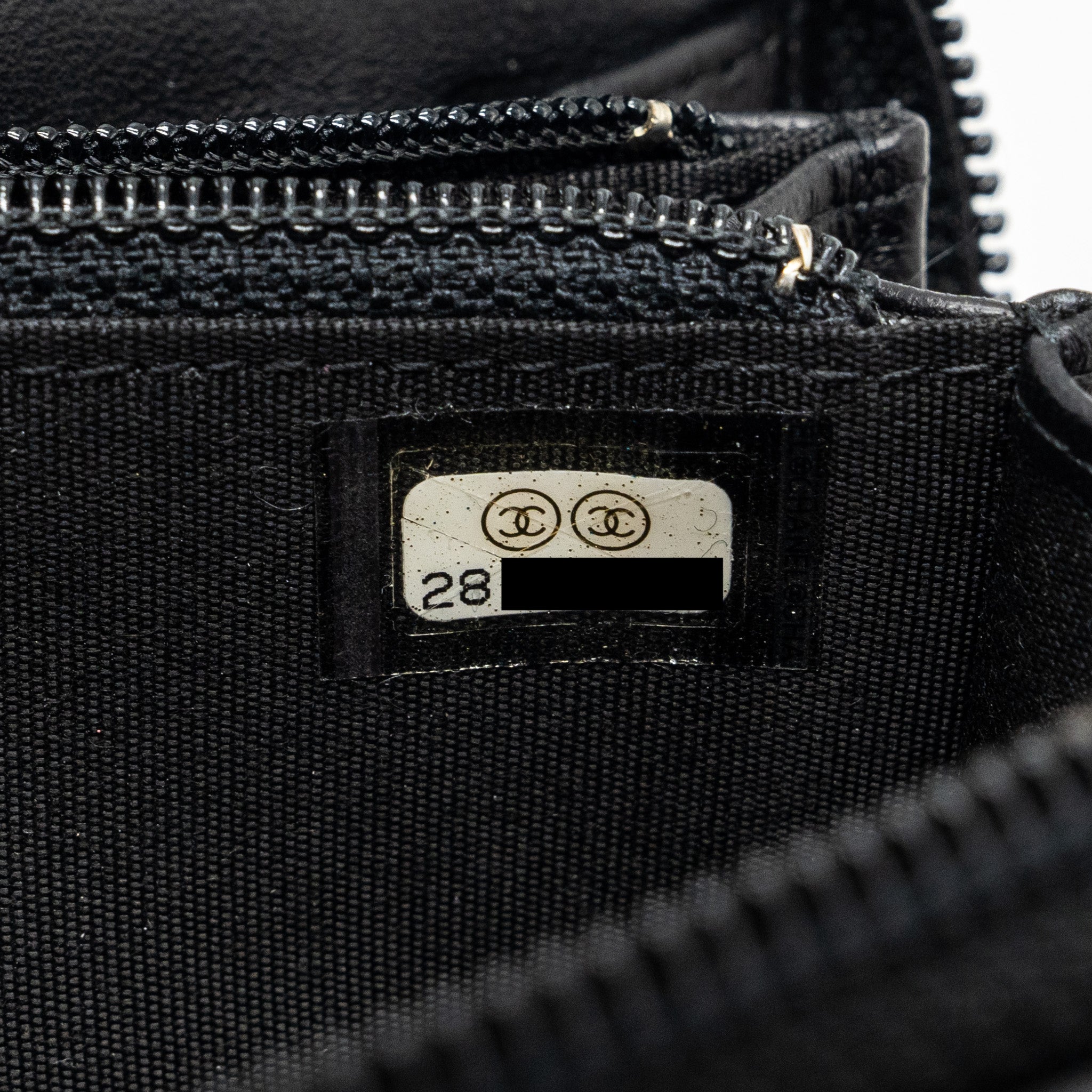 CHANEL BOY ZIPPER WALLET CHEVRON LAMBSKIN BLACK LGHW