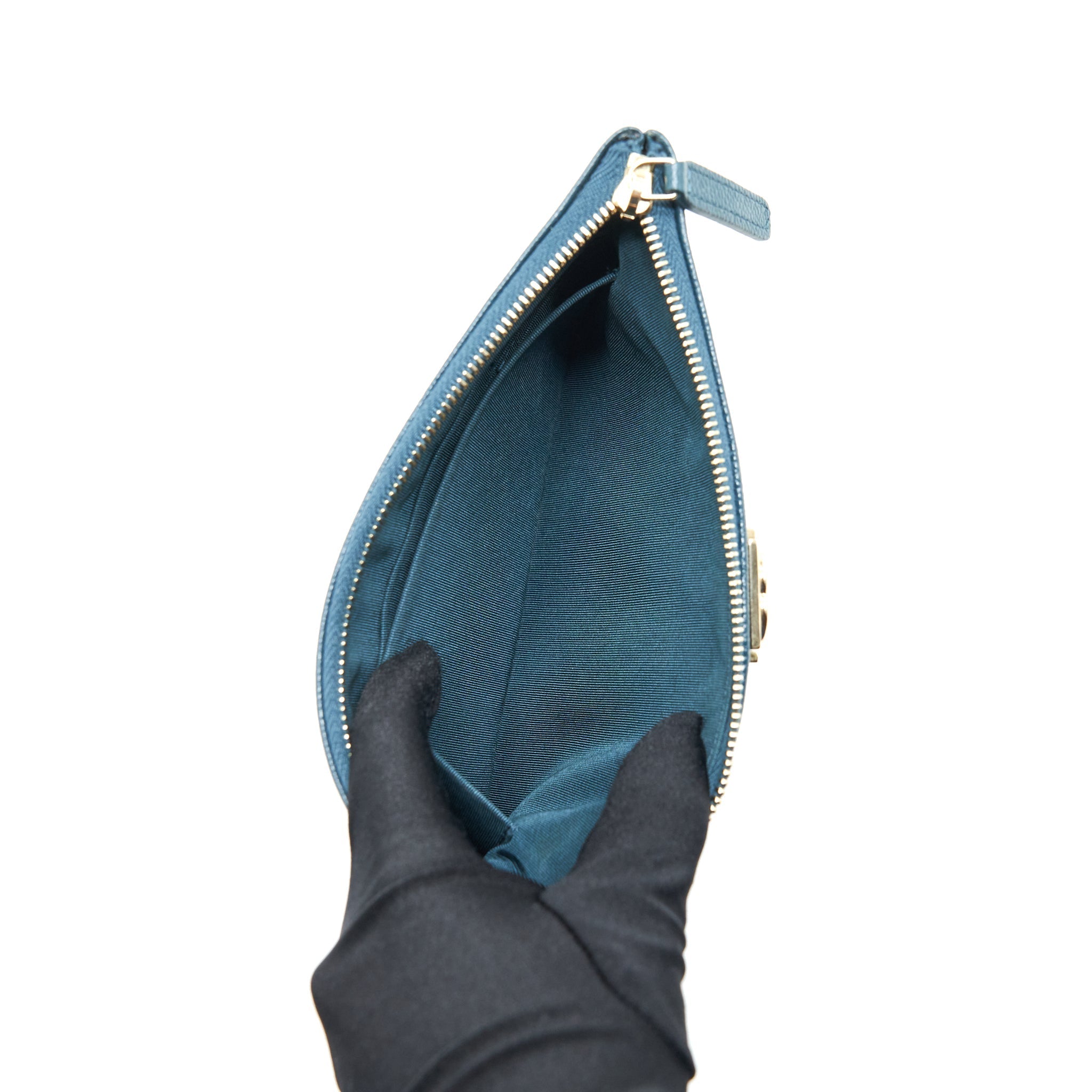 CHANEL BOY POUCH CAVIAR DARK GREEN LGHW