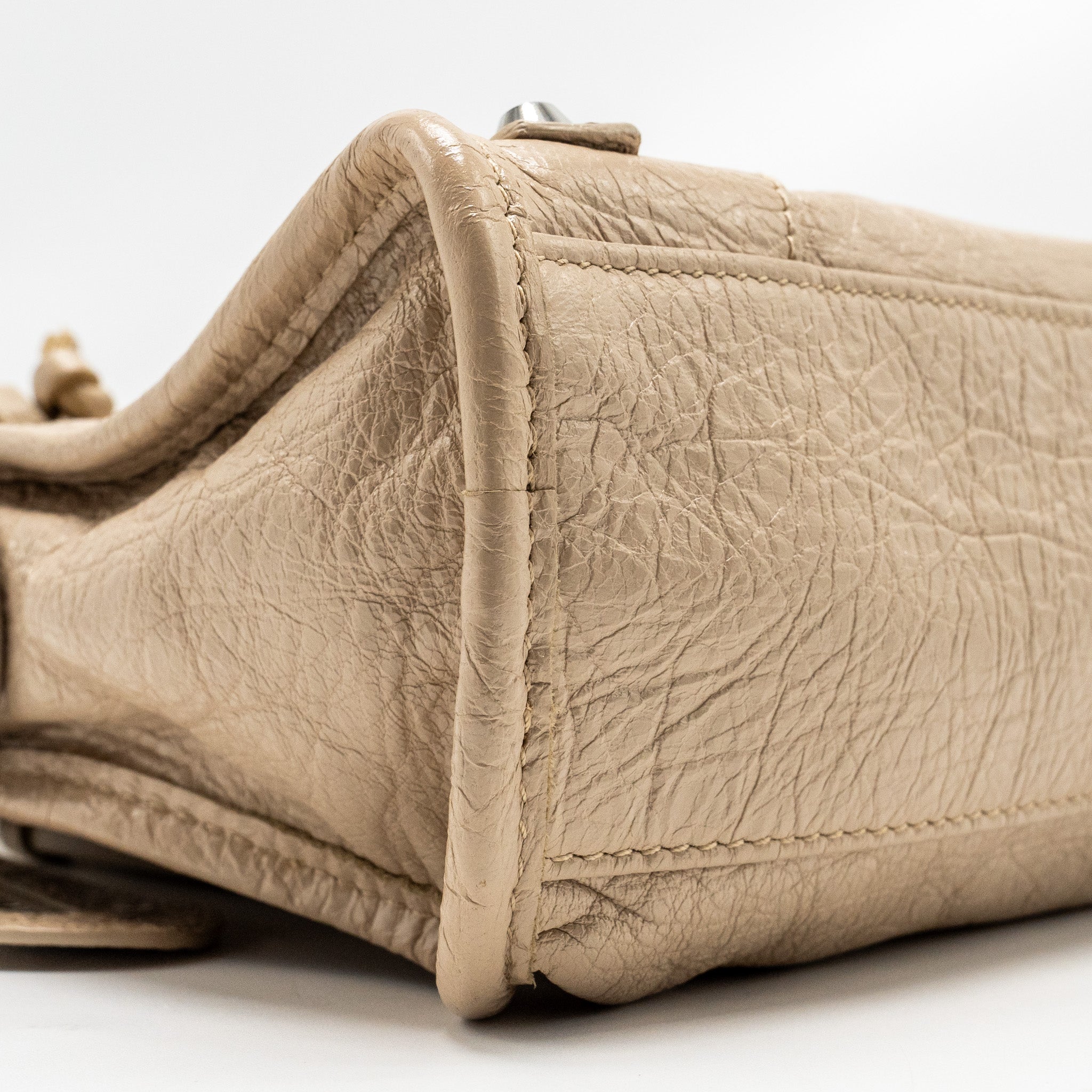 BALENCIAGA MINI CITY BAG CALFSKIN BEIGE SHW
