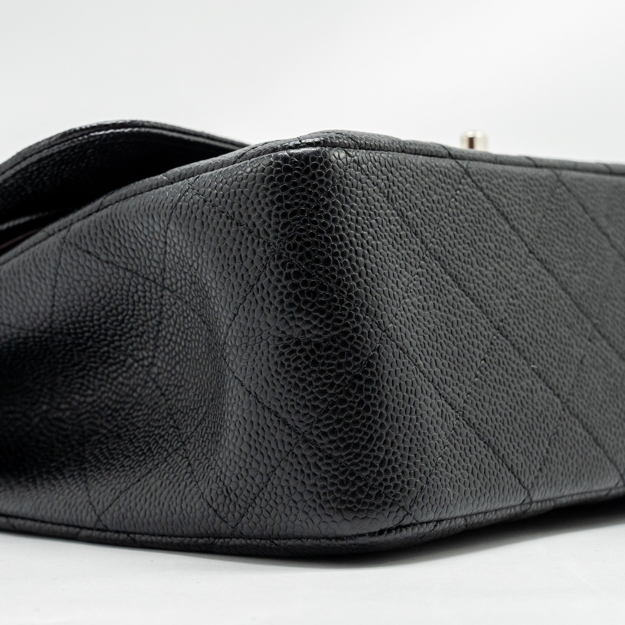 CHANEL JUMBO CLASSIC DOUBLE FLAP BAG CAVIAR BLACK SHW