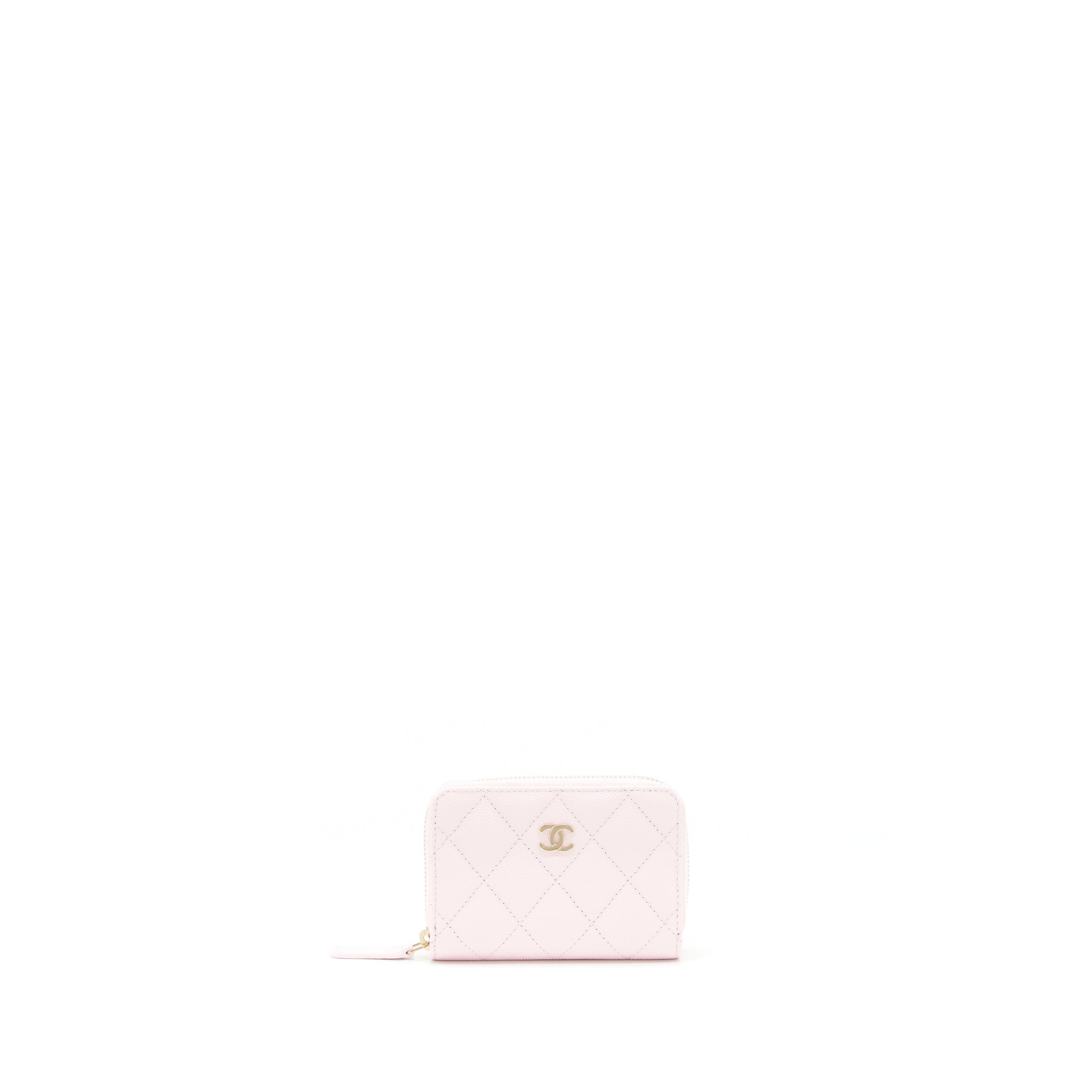 CHANEL 22P ZIP CARD HOLDER CAVIAR PINK LGHW