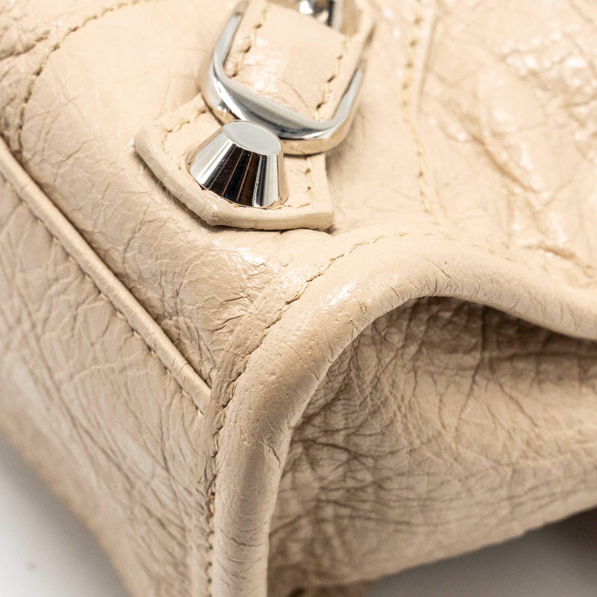 BALENCIAGA MINI CITY BAG CALFSKIN BEIGE SHW