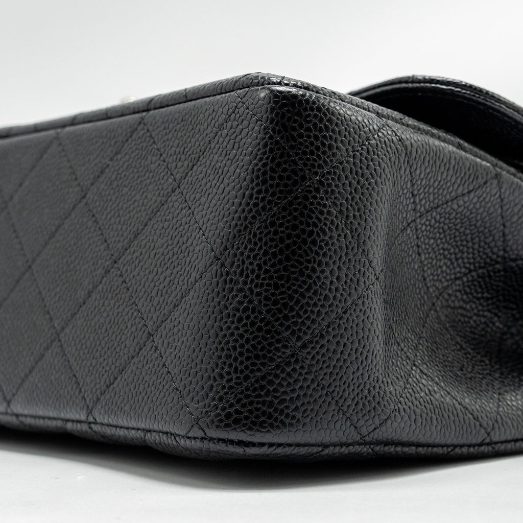 CHANEL JUMBO CLASSIC DOUBLE FLAP BAG CAVIAR BLACK SHW