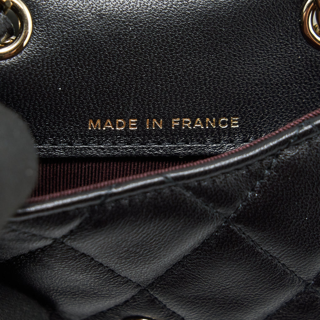 CHANEL FLAP CARD HOLDER BELT BAG WITH CHAIN LAMBSKIN BLACK LGHW
