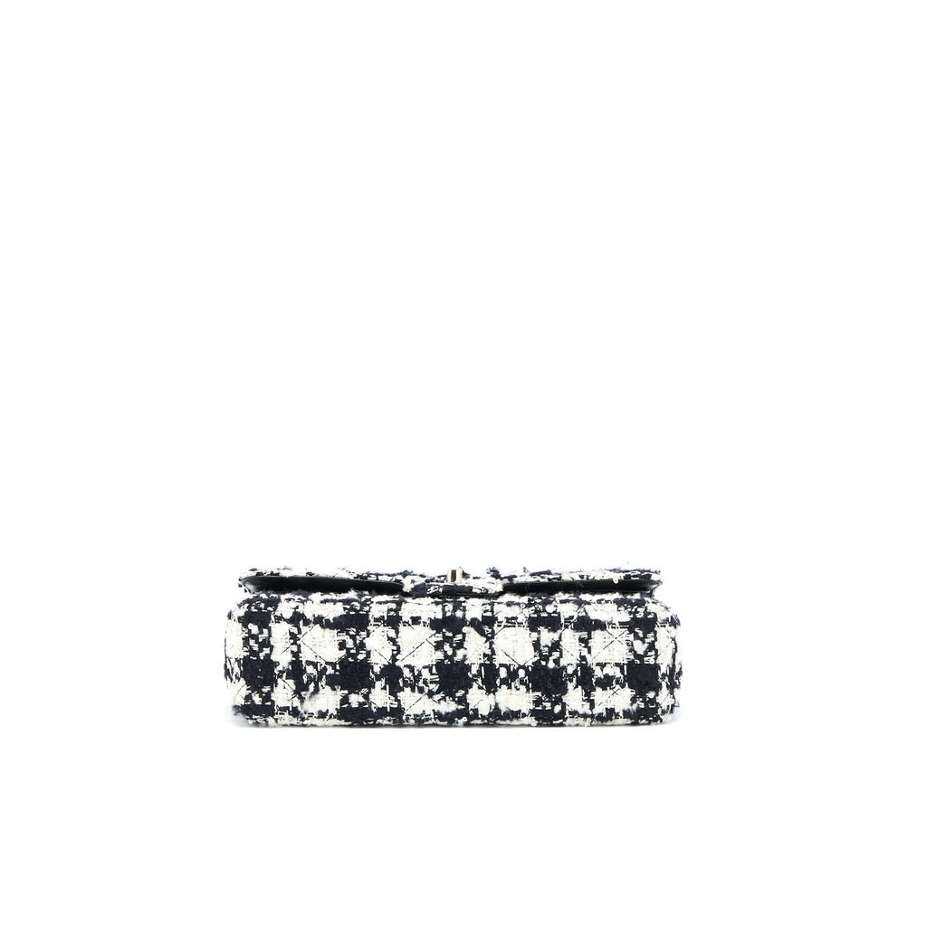 CHANEL CLASSIC DOUBLE FLAP BAG TWEED BLACK/WHITE SHW