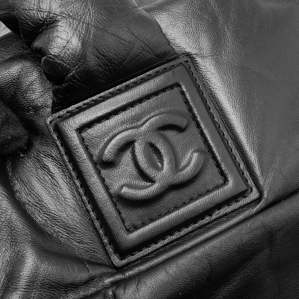 CHANEL PUFFY DOWN DOWN TOTE BAG LAMBSKIN BLACK SHW