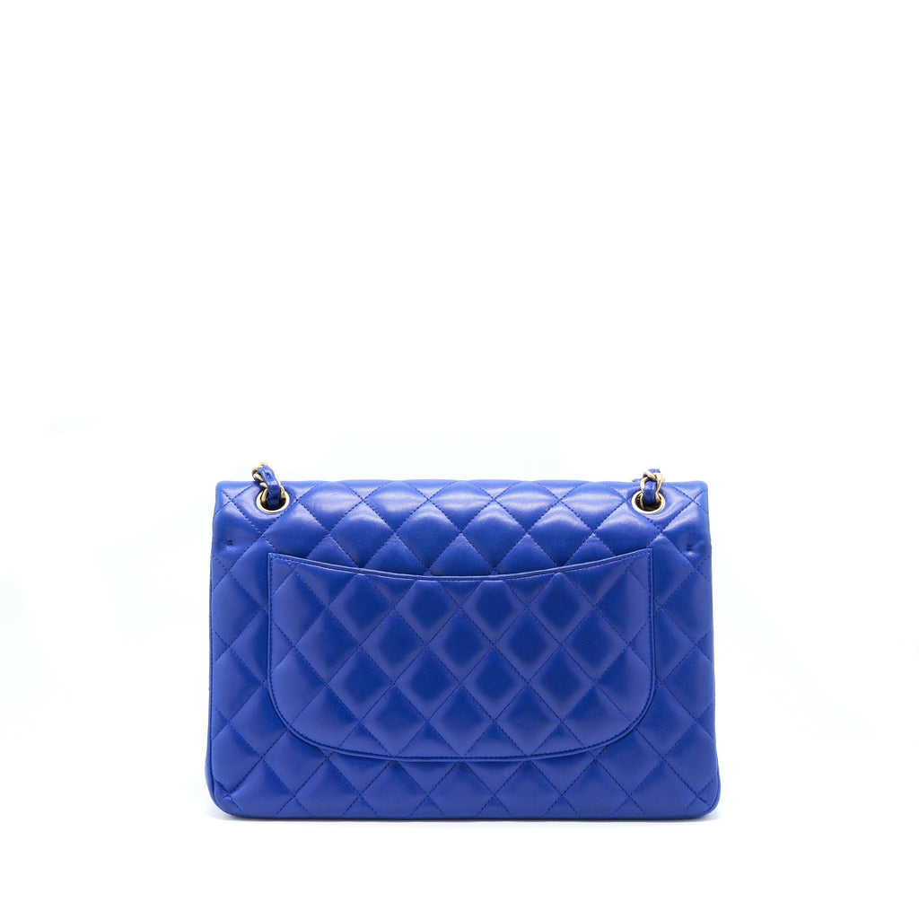 CHANEL JUMBO CLASSIC DOUBLE FLAP BAG LAMBSKIN BLUE BRUSHED GHW