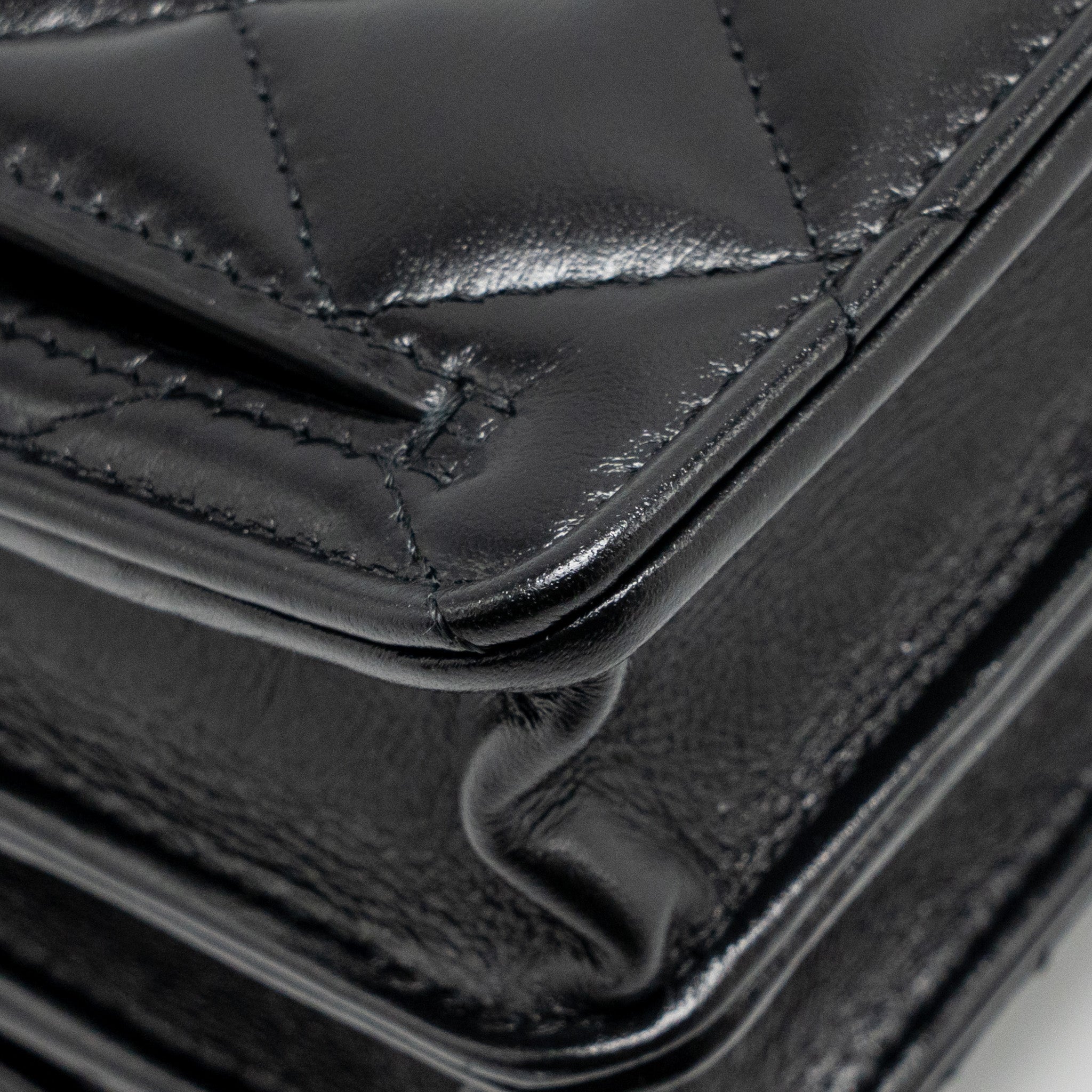 CHANEL TOP HANDLE MINI WALLET ON CHAIN CALFSKIN BLACK GHW(MICROCHIP)