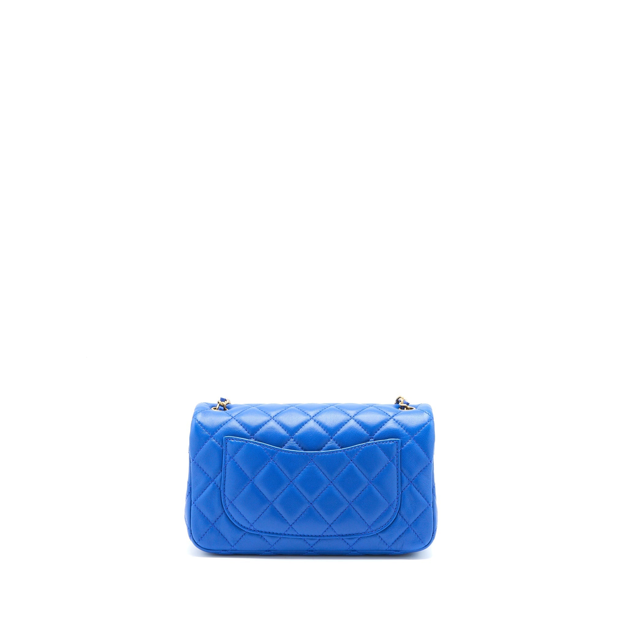 CHANEL PEARL CRUSH MINI RECTANGULAR LAMBSKIN BLUE BRUSHED GHW (MICROCHIP)