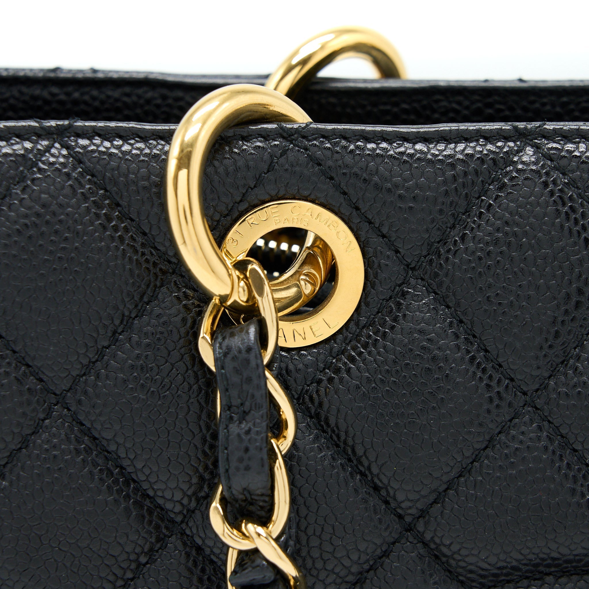 CHANEL GRAND SHOPPING TOTE BAG CAVIAR BLACK GHW