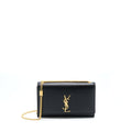 SAINT LAURENT/ YSL MEDIUM KATE BAG GRAINED CALFSKIN BLACK GHW