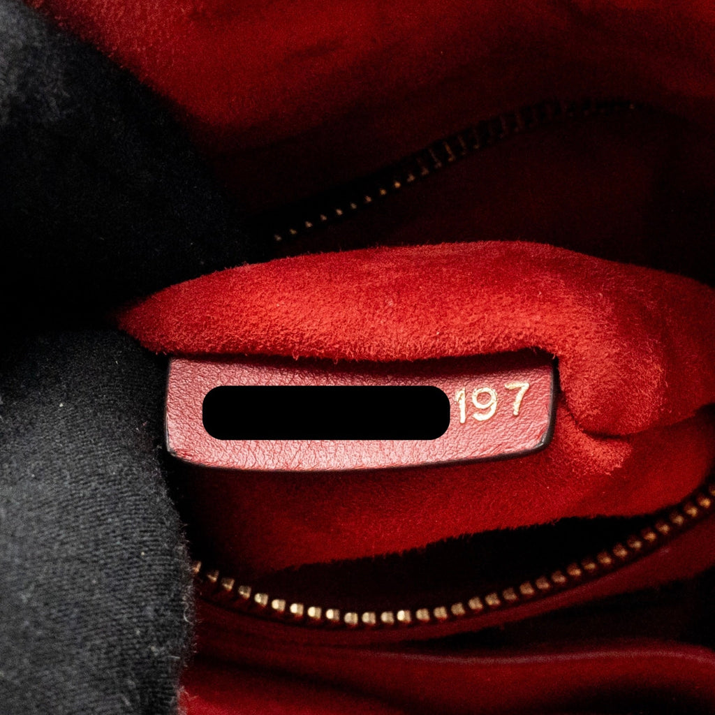 DIOR LOVE CHARM MINI LADY DIOR STUDDED LAMBSKIN RED GHW