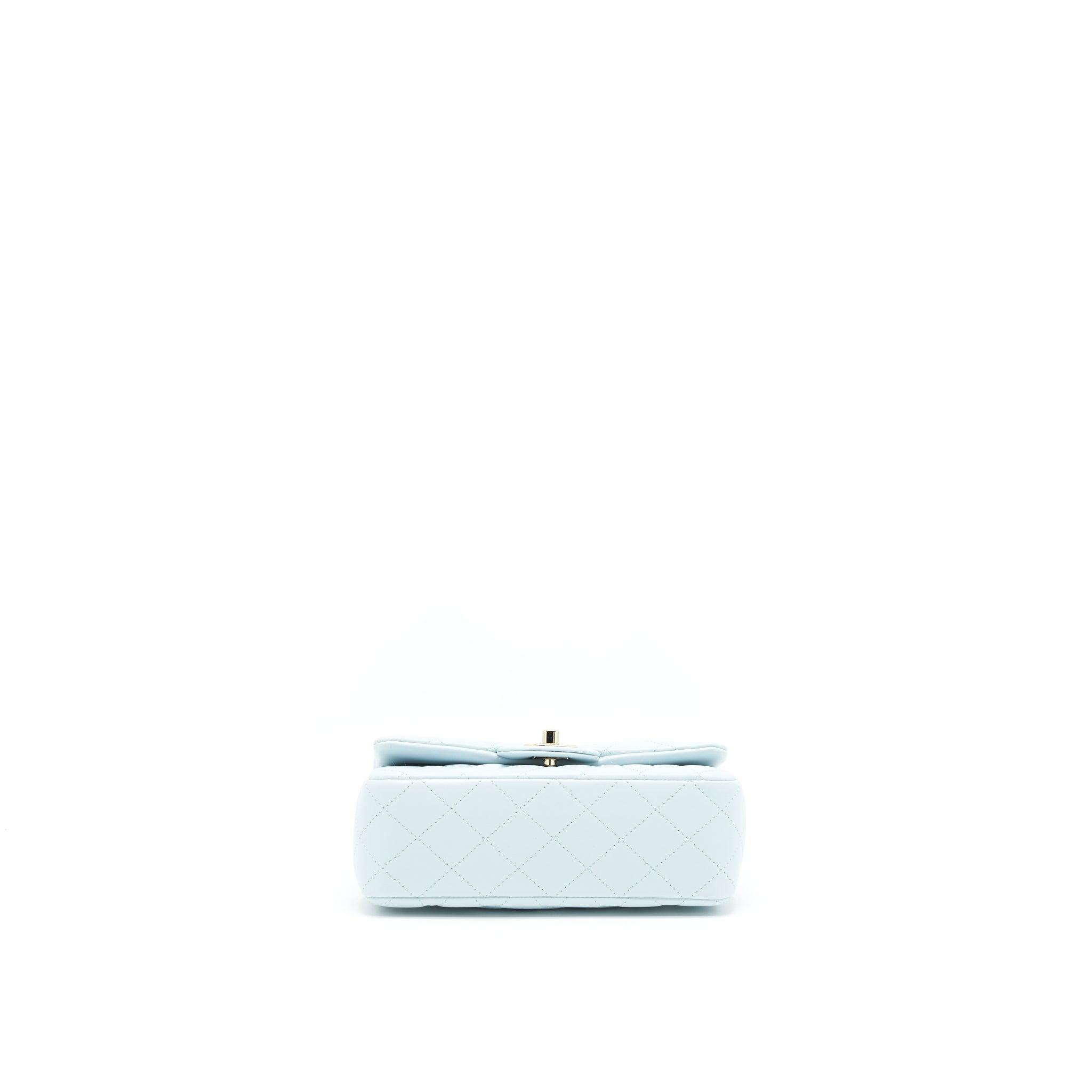 CHANEL 21K MINI TOP HANDLE RECTANGULAR FLAP BAG PASTEL BLUE LGHW