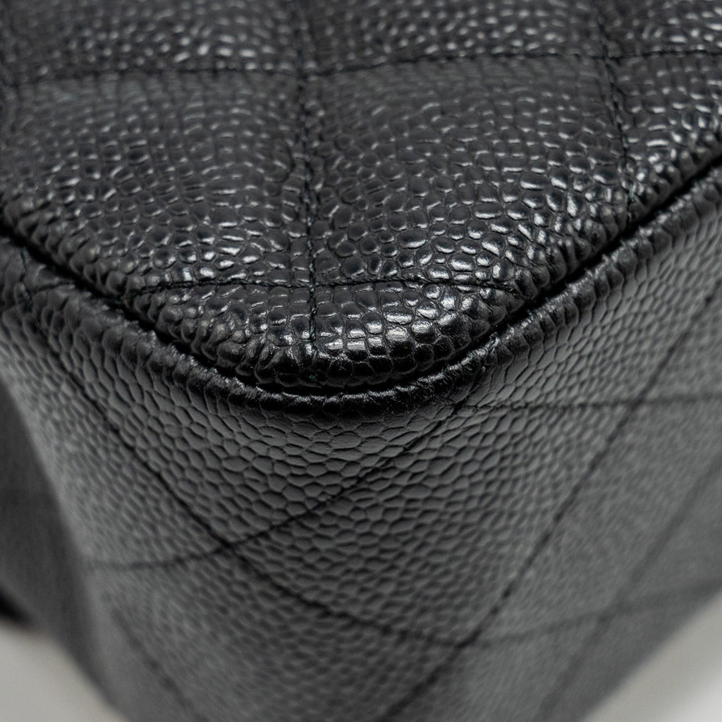 CHANEL JUMBO CLASSIC DOUBLE FLAP BAG CAVIAR BLACK SHW