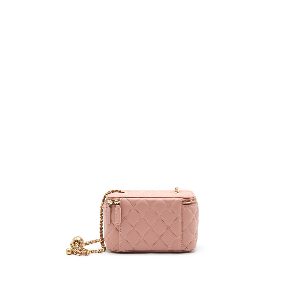 CHANEL 21B PEARL CRUSH RECTANGULAR VANITY WITH CHAIN DARK PINK