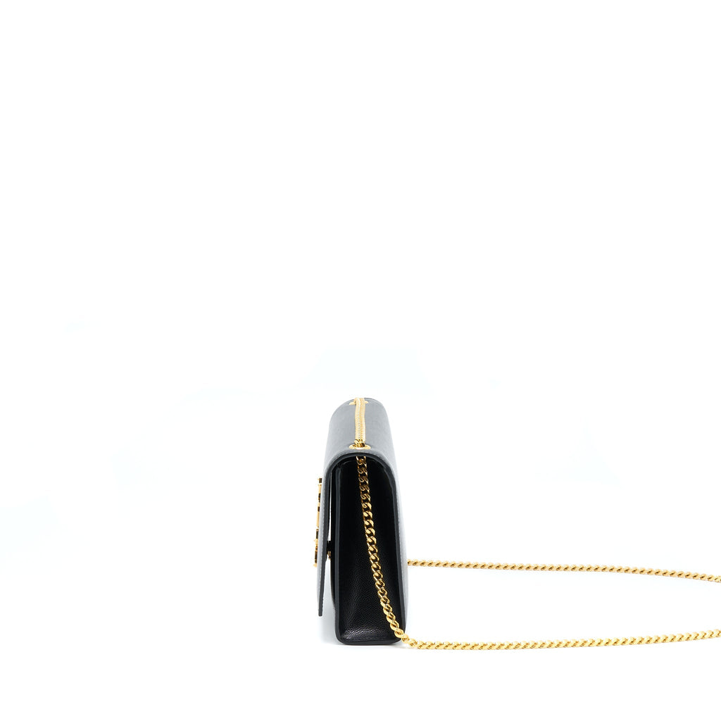SAINT LAURENT/ YSL MEDIUM KATE BAG GRAINED CALFSKIN BLACK GHW