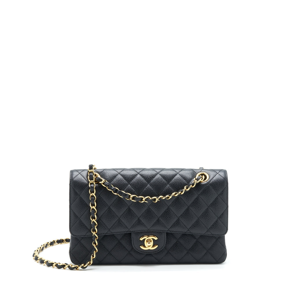 CHANEL MEDIUM CLASSIC DOUBLE FLAP BAG CAVIAR BLACK GHW
