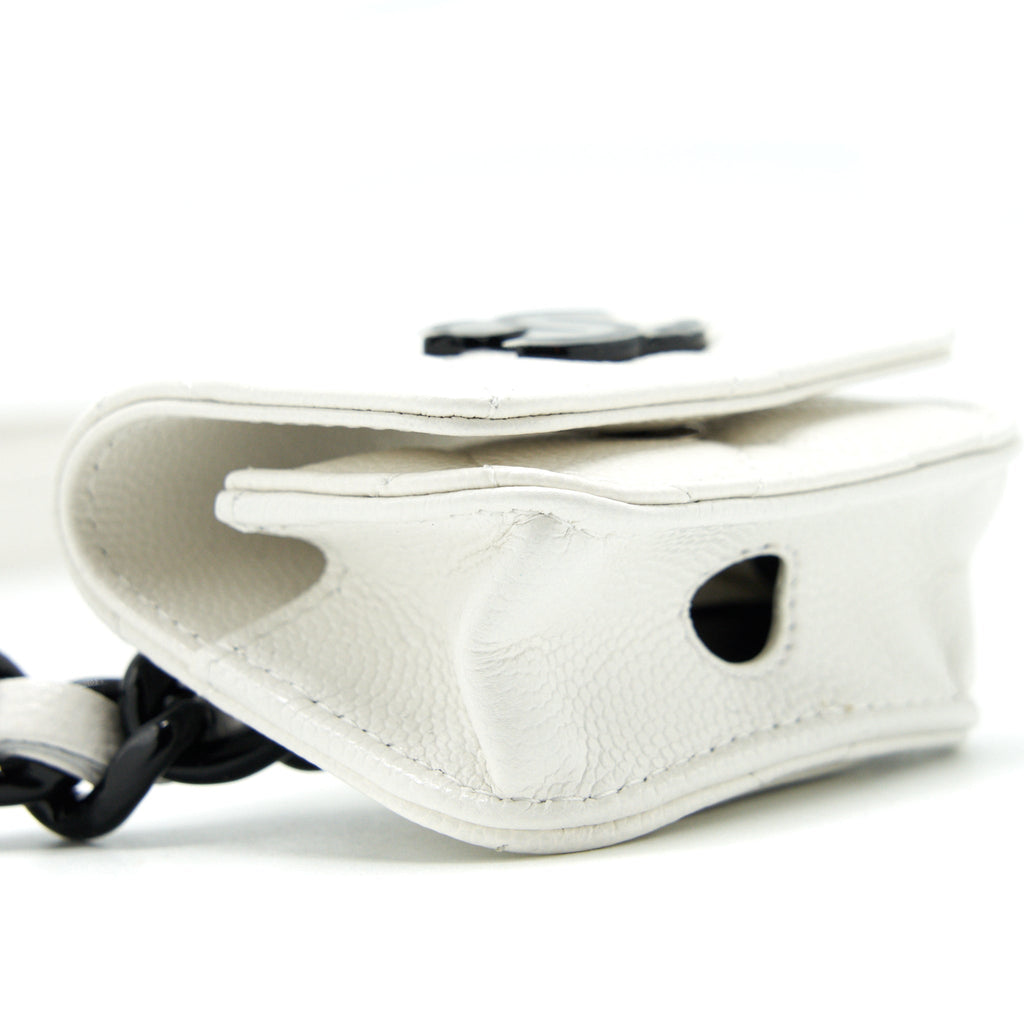 CHANEL AIRPODS CASE CHAIN BELT WHITE / BLACK HARDWARE