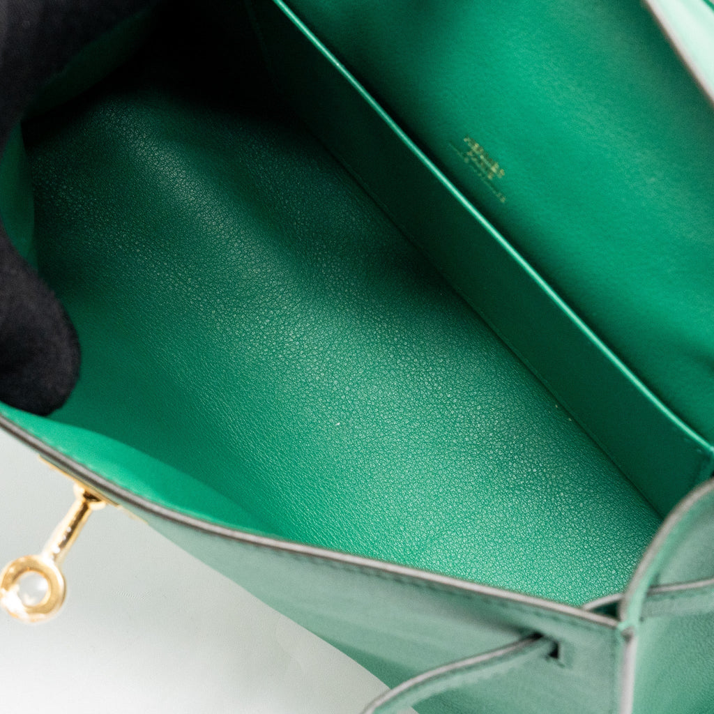 HERMES KELLY POCHETTE SWIFT VERT VERTIGO GHW