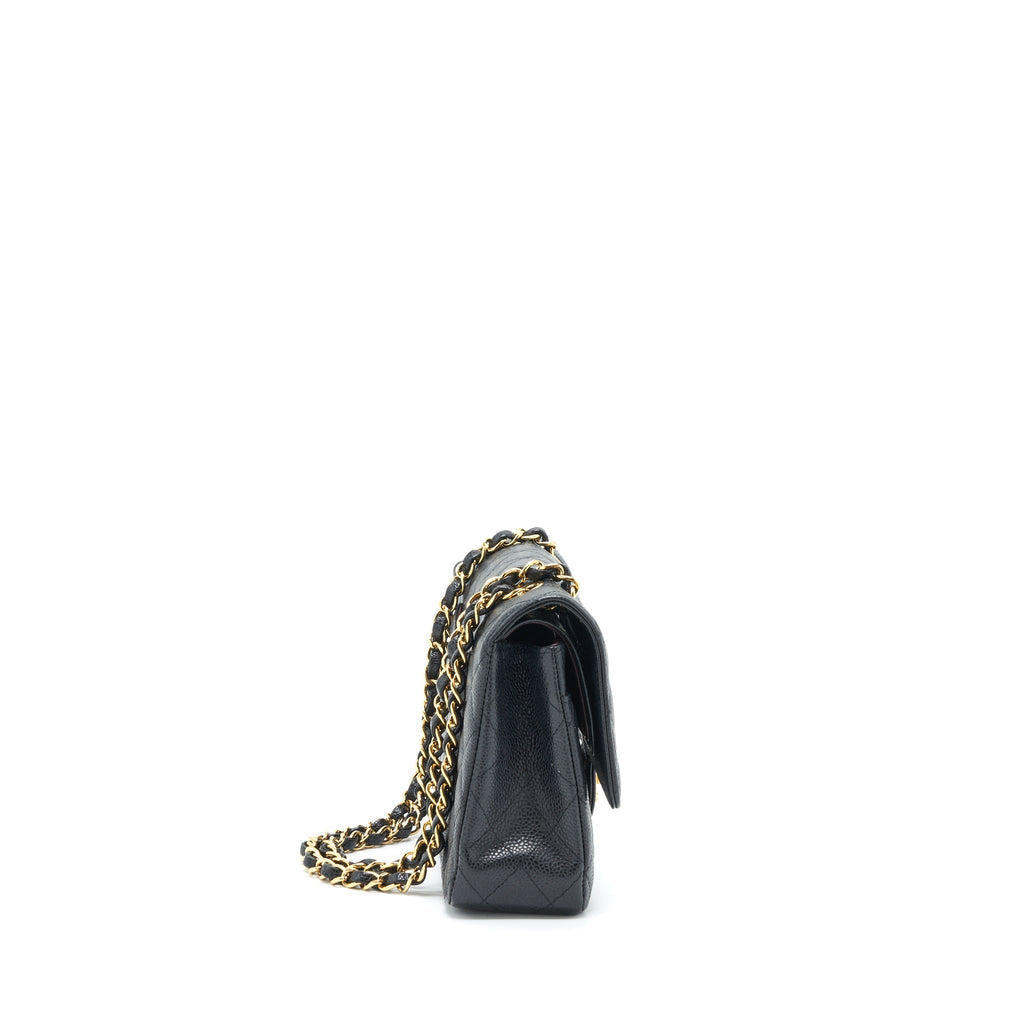 CHANEL MEDIUM CLASSIC DOUBLE FLAP BAG CAVIAR BLACK GHW